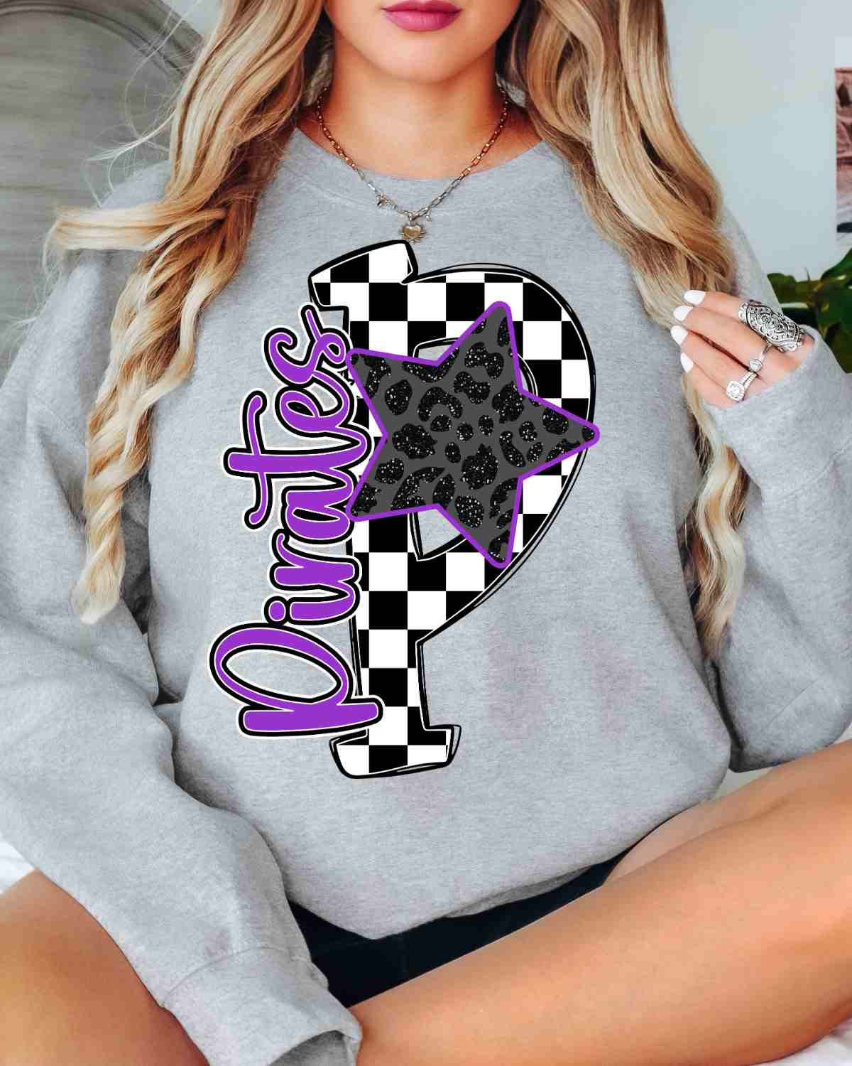 Pirates Letter Checkered Star DTF Transfer