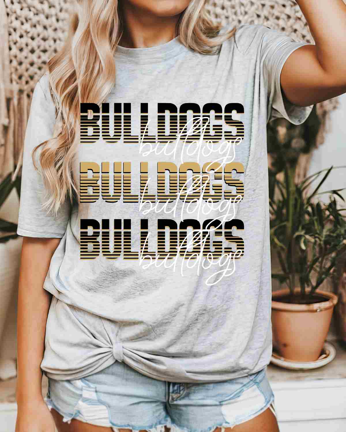 Bulldogs Sliced Letters Repeating DTF Transfer