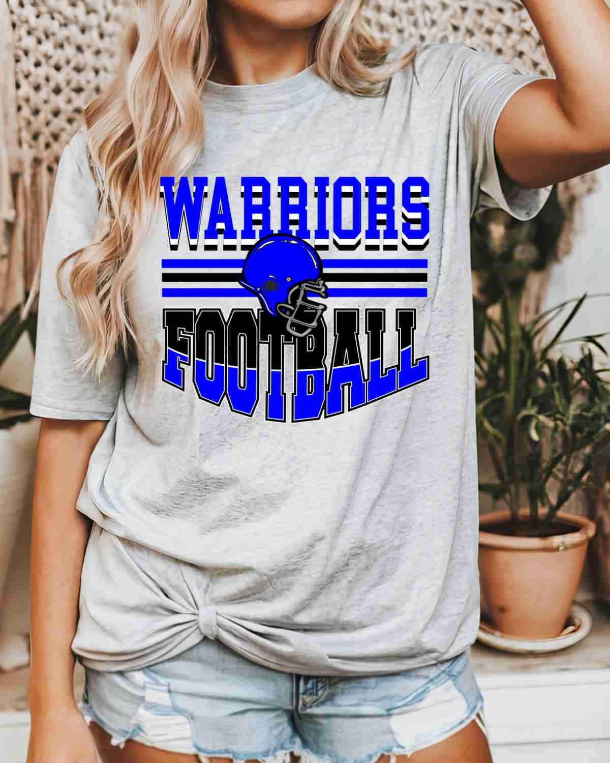 Warriors Football Helmet in Middle DTF Transfer