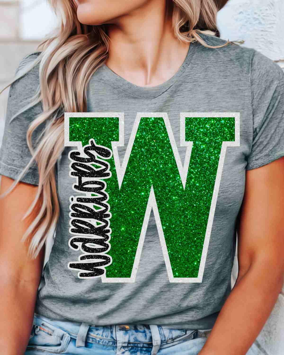 Warriors Glitter Letter DTF Transfer
