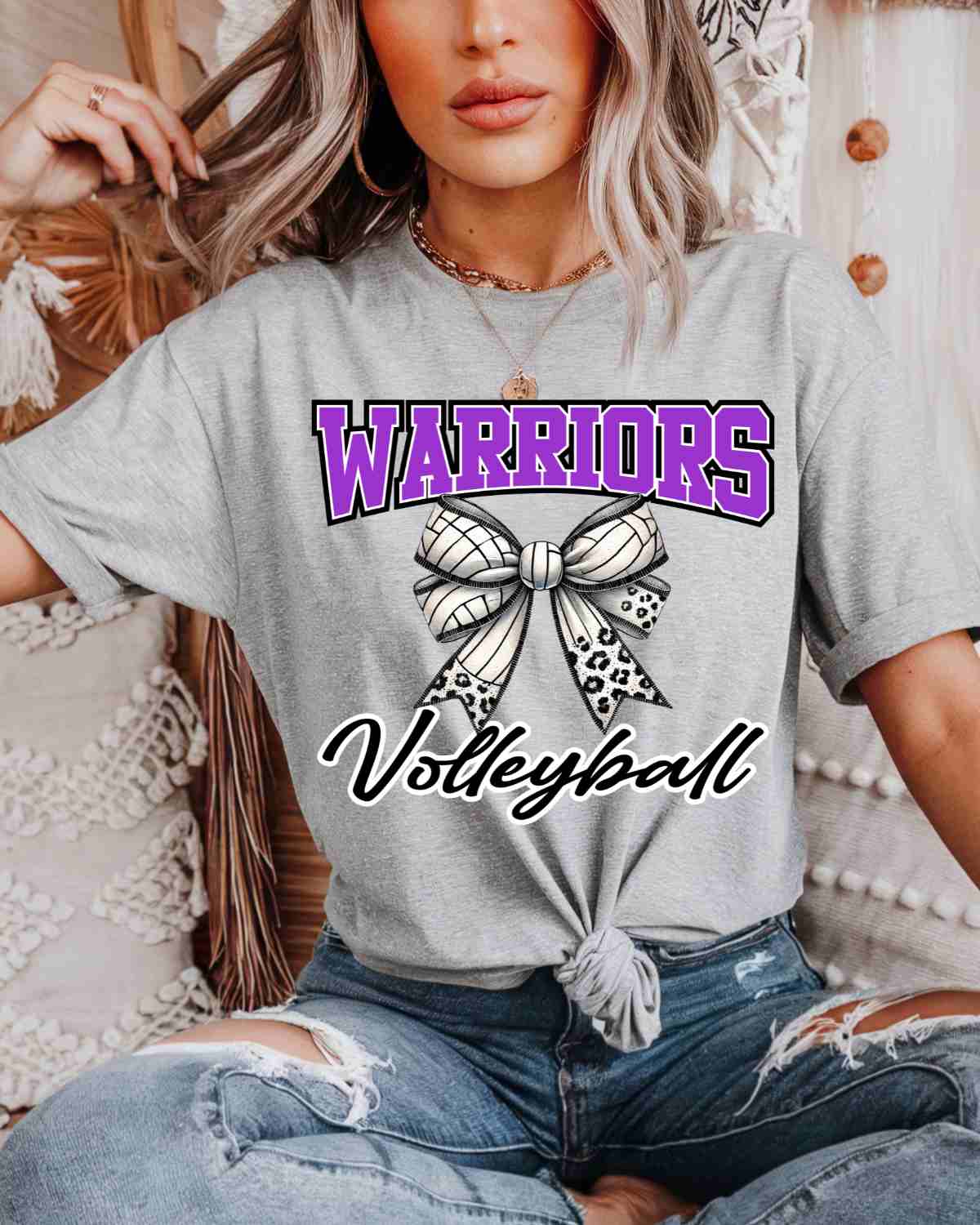 Warriors Volleyball Coquette Bow DTF Transfer