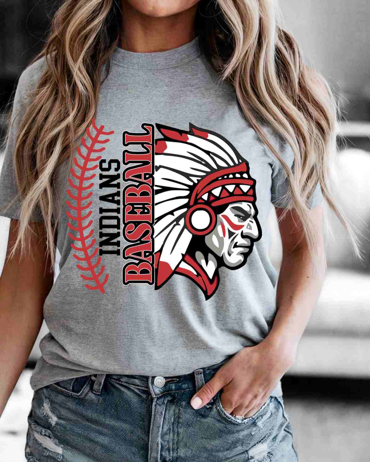 Indians Baseball Split DTF Transfer