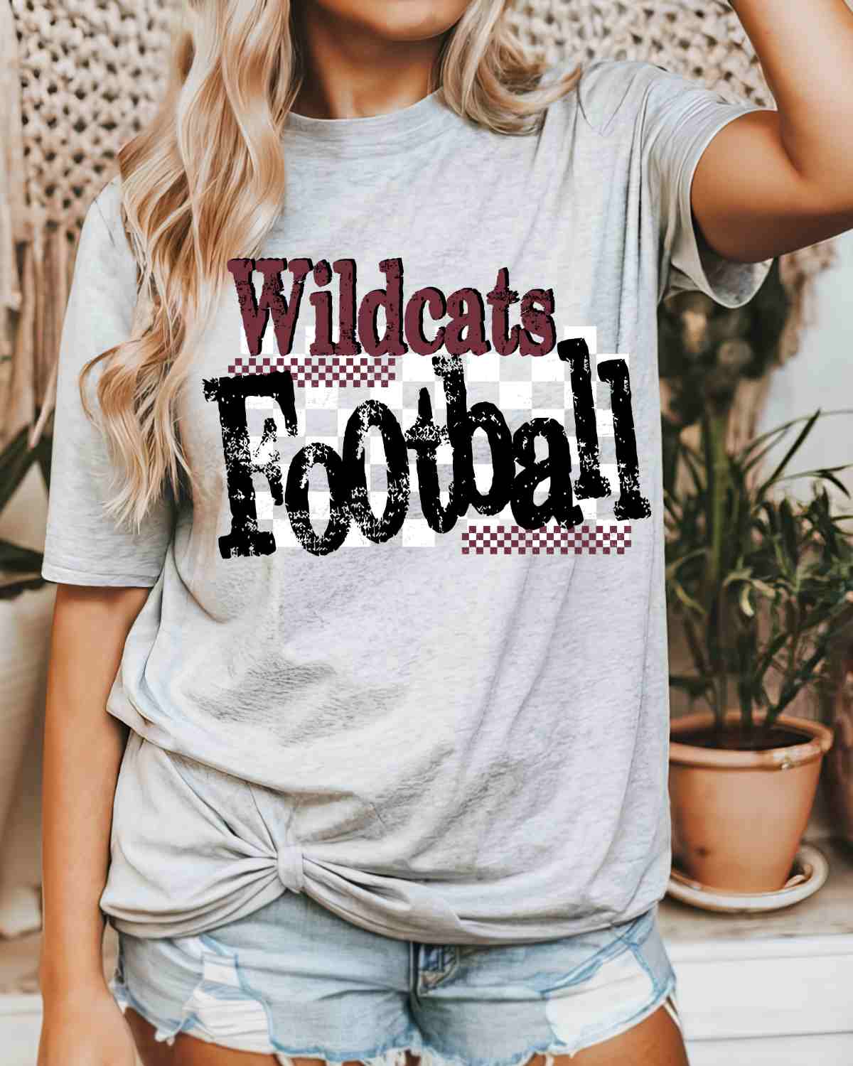 Wildcats Football Checkered Grunge DTF Transfer