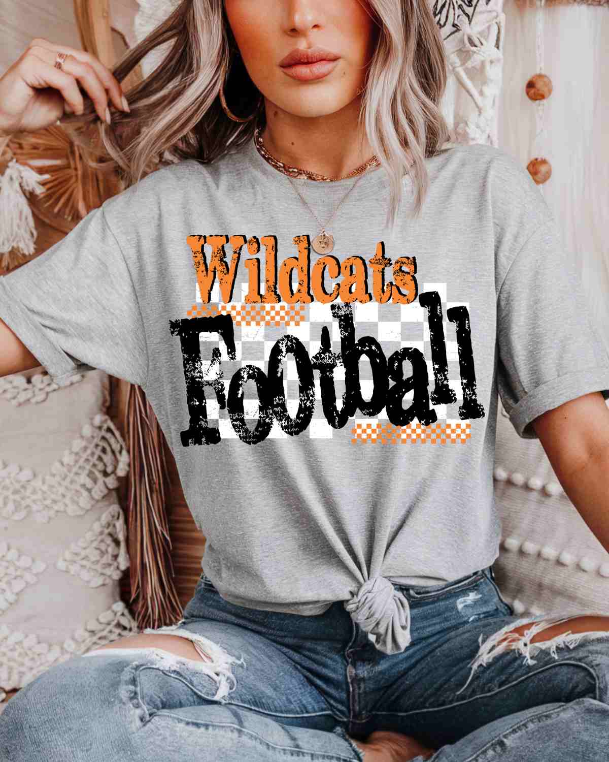 Wildcats Football Checkered Grunge DTF Transfer
