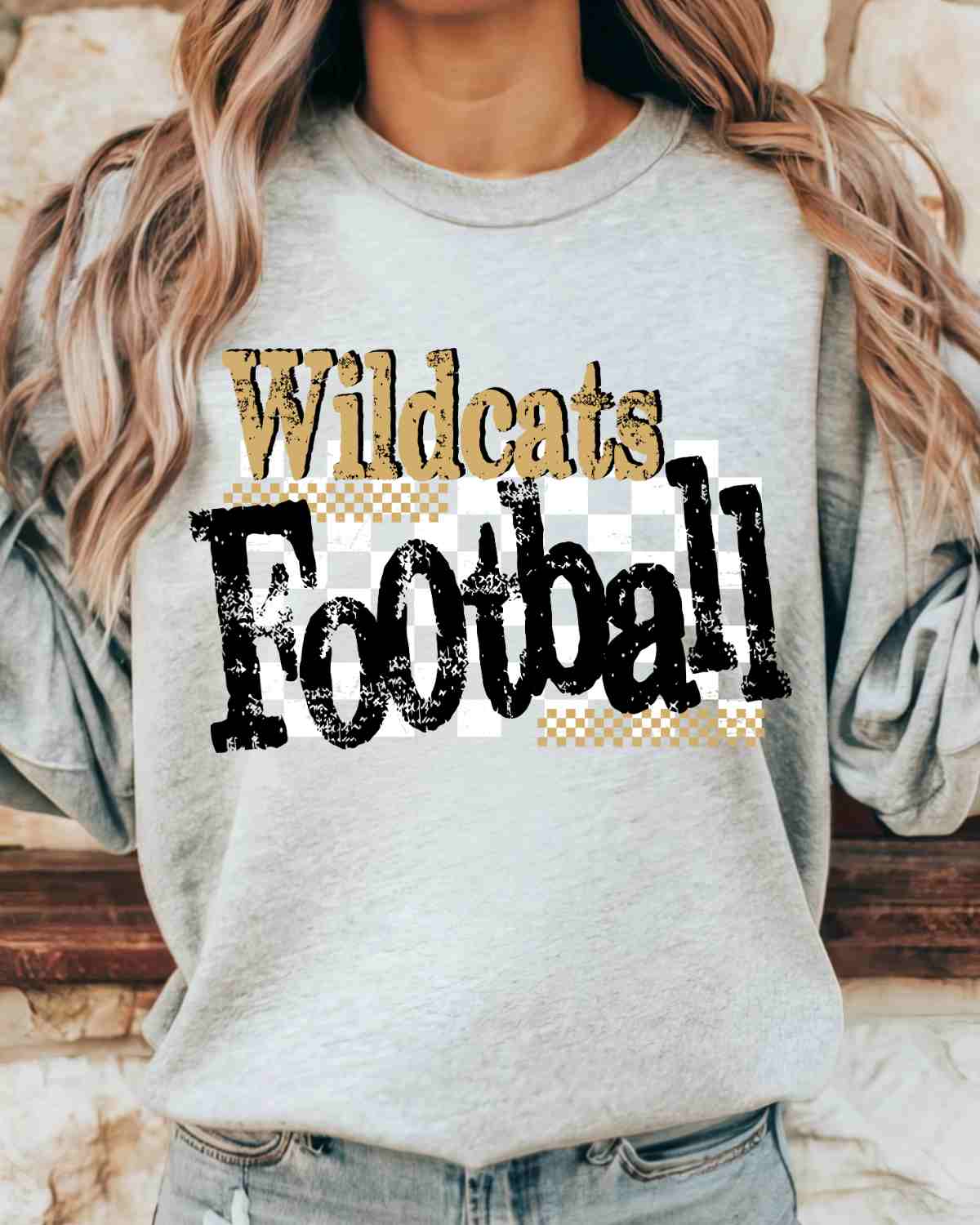 Wildcats Football Checkered Grunge DTF Transfer