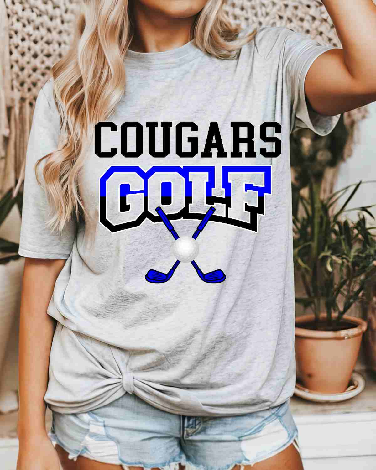 Cougars Golf Crossed Clubs DTF Transfer