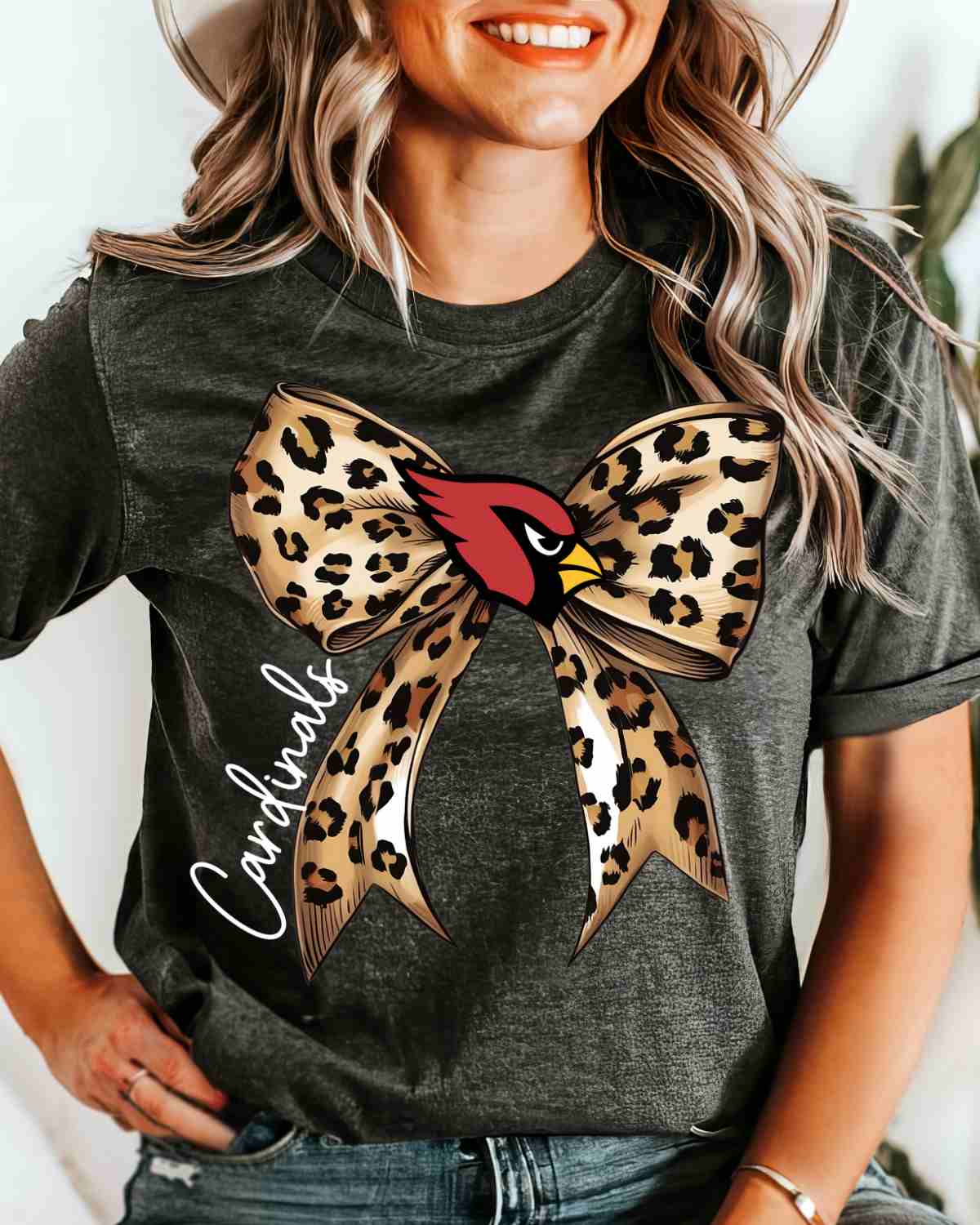 Cardinals Leopard Bow DTF Transfer