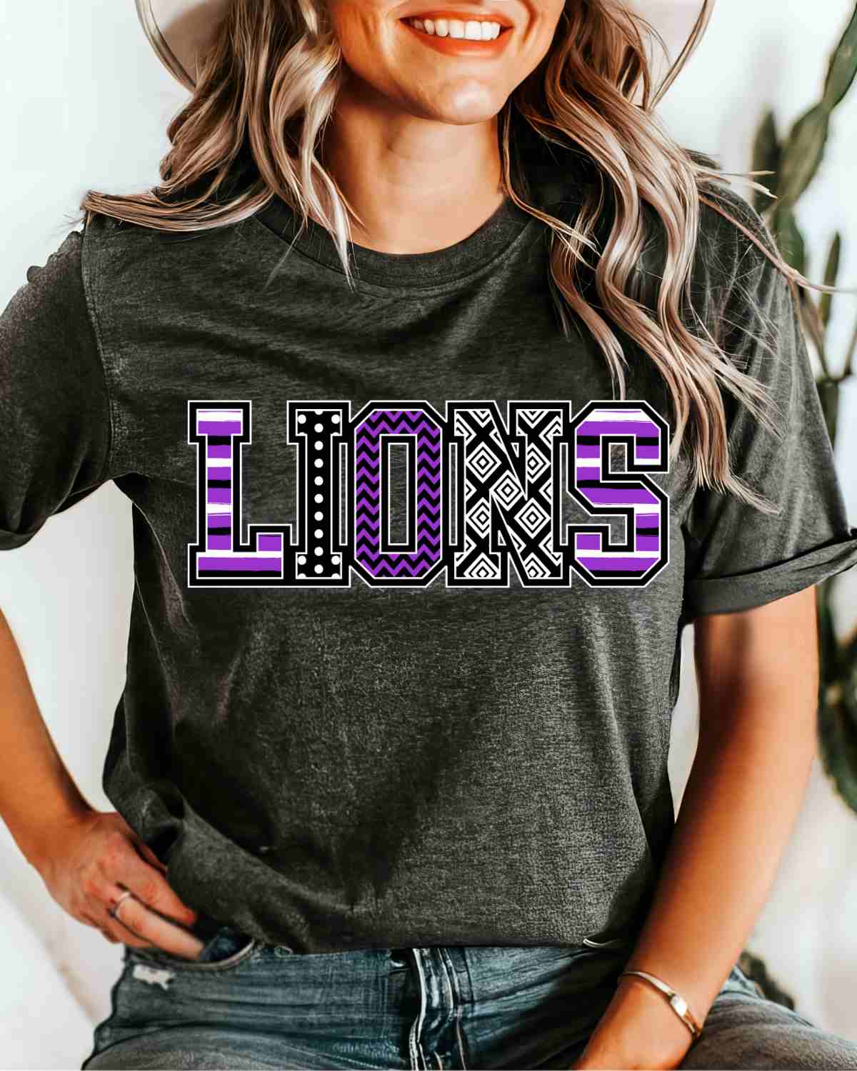 Lions Patterned Word DTF Transfer