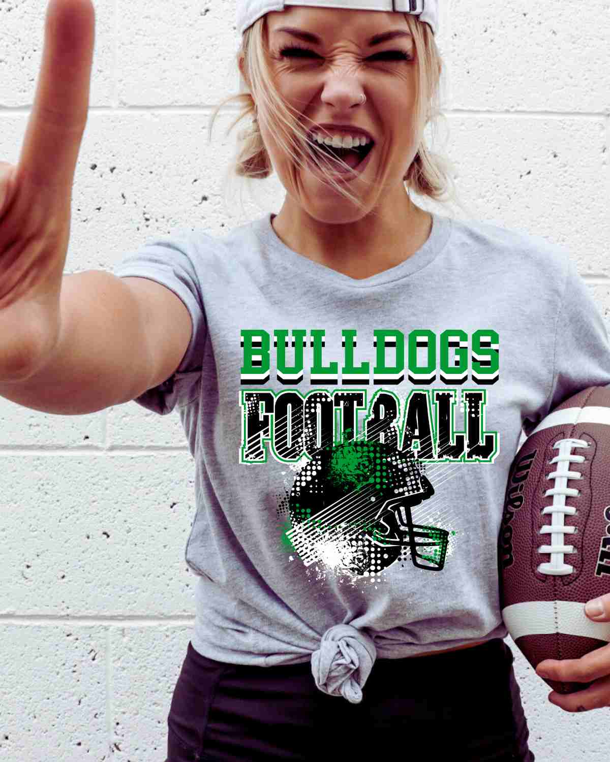 Bulldogs Football Grunge Helmet DTF Transfer