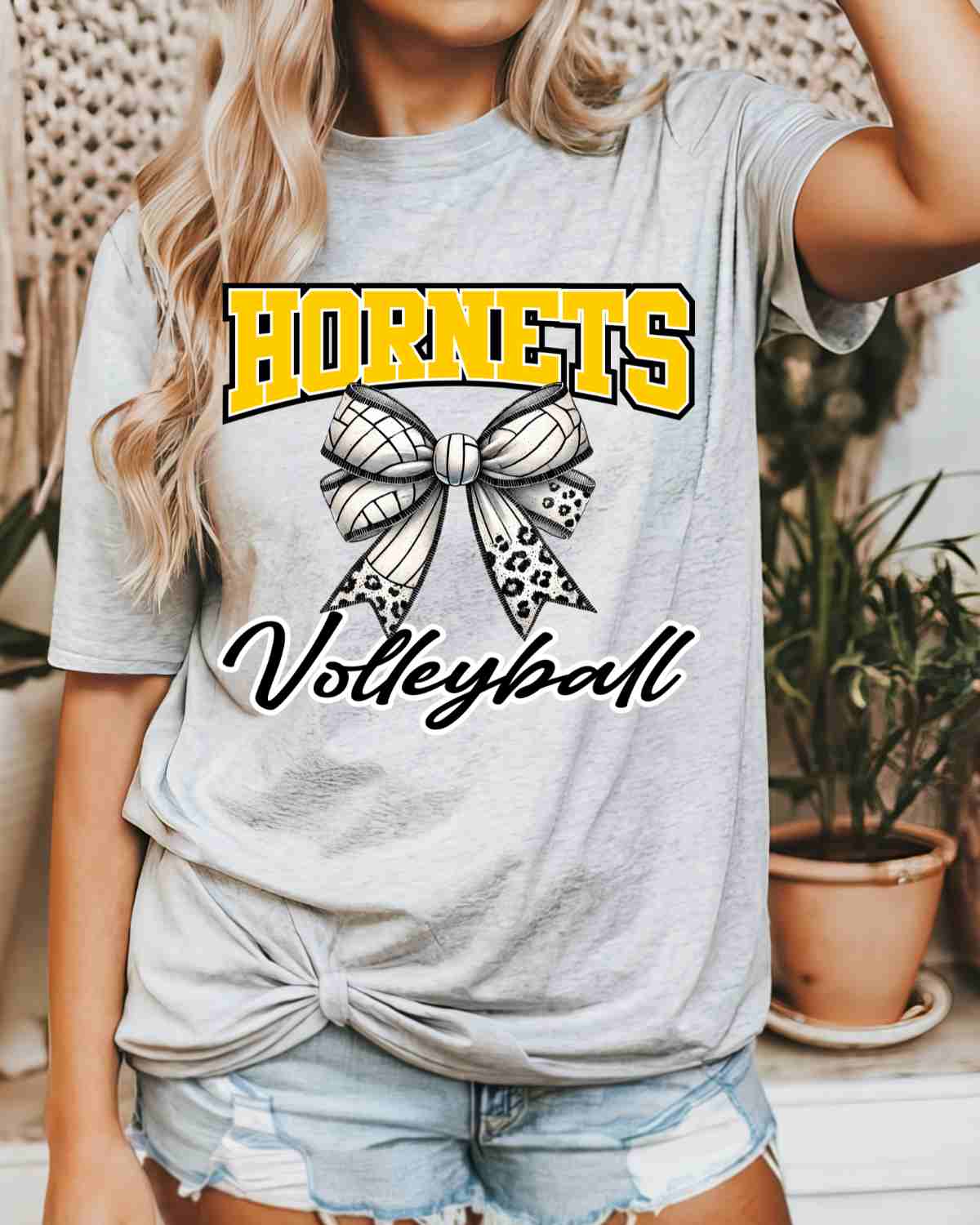Hornets Volleyball Bow Middle DTF Transfer