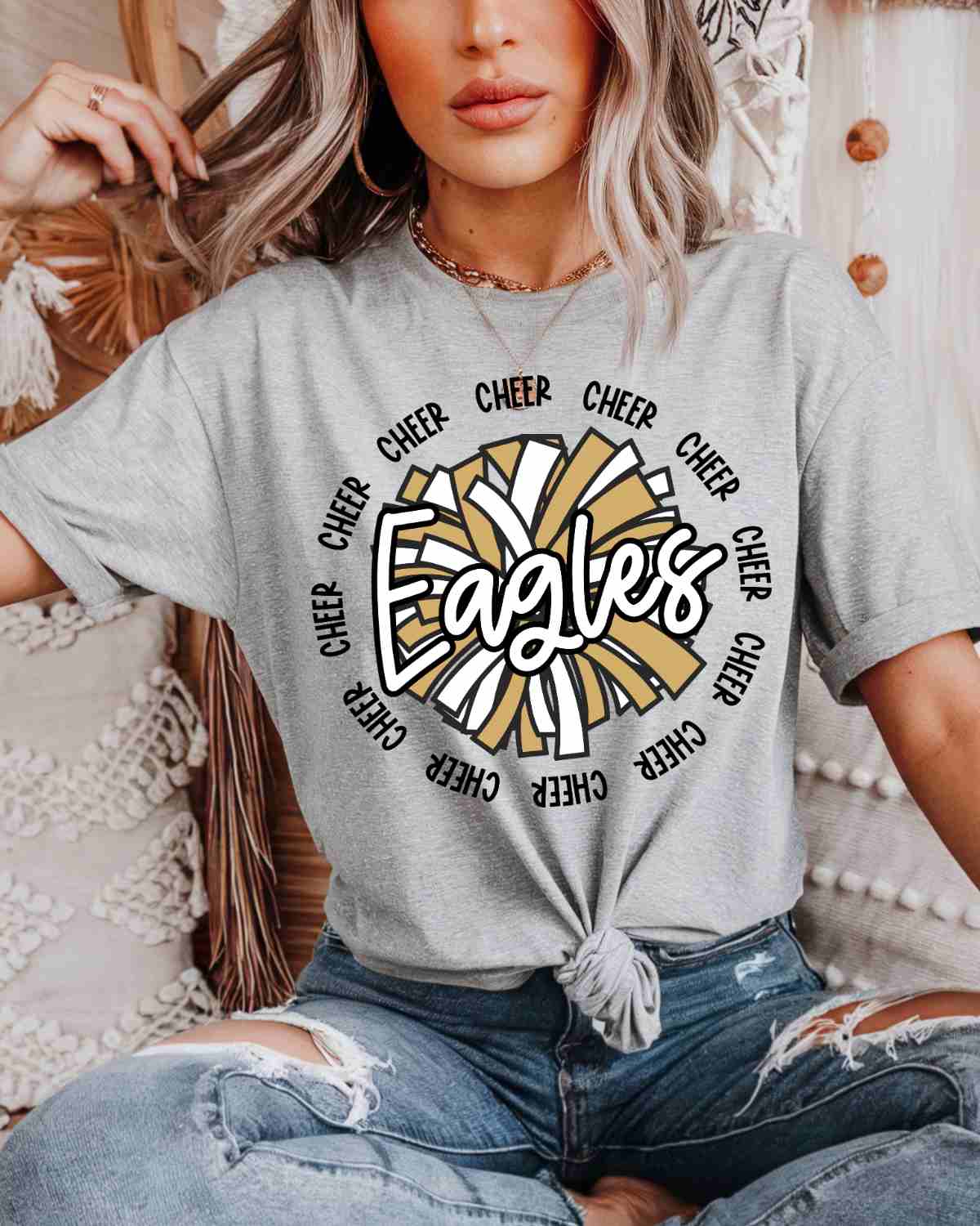 Eagles Cheer Pom Circle DTF Transfer