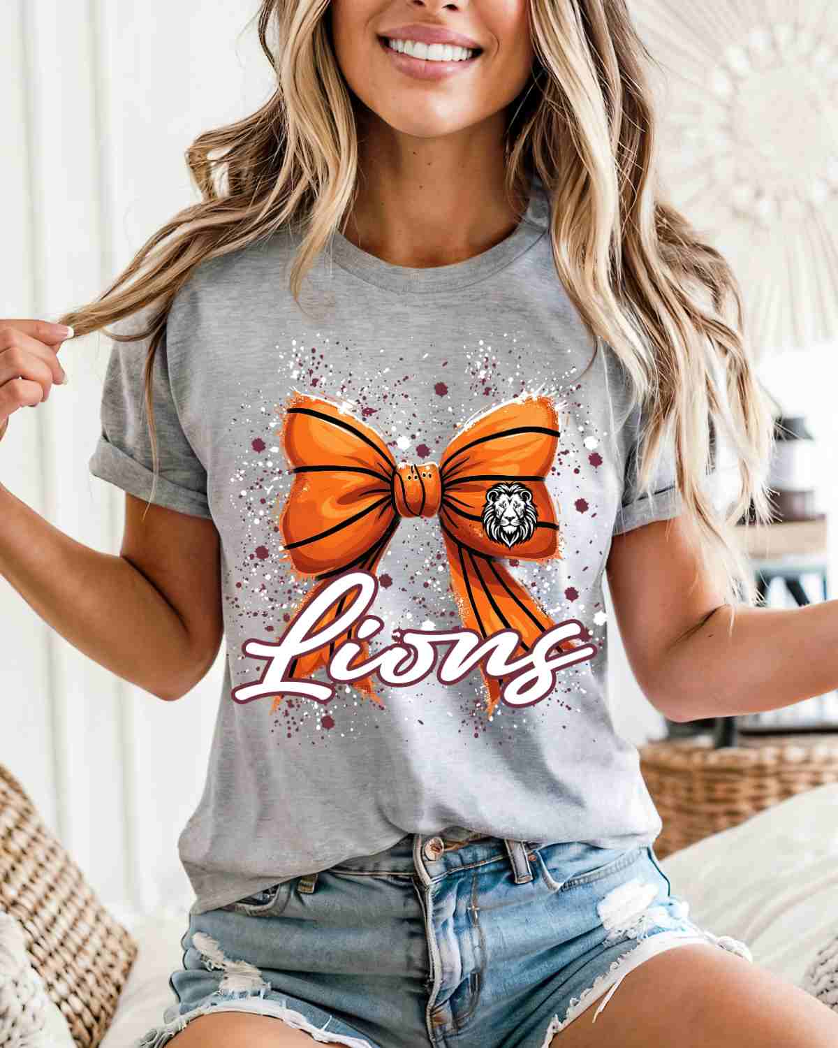 Lions Basketball Bow Splatter DTF Transfer