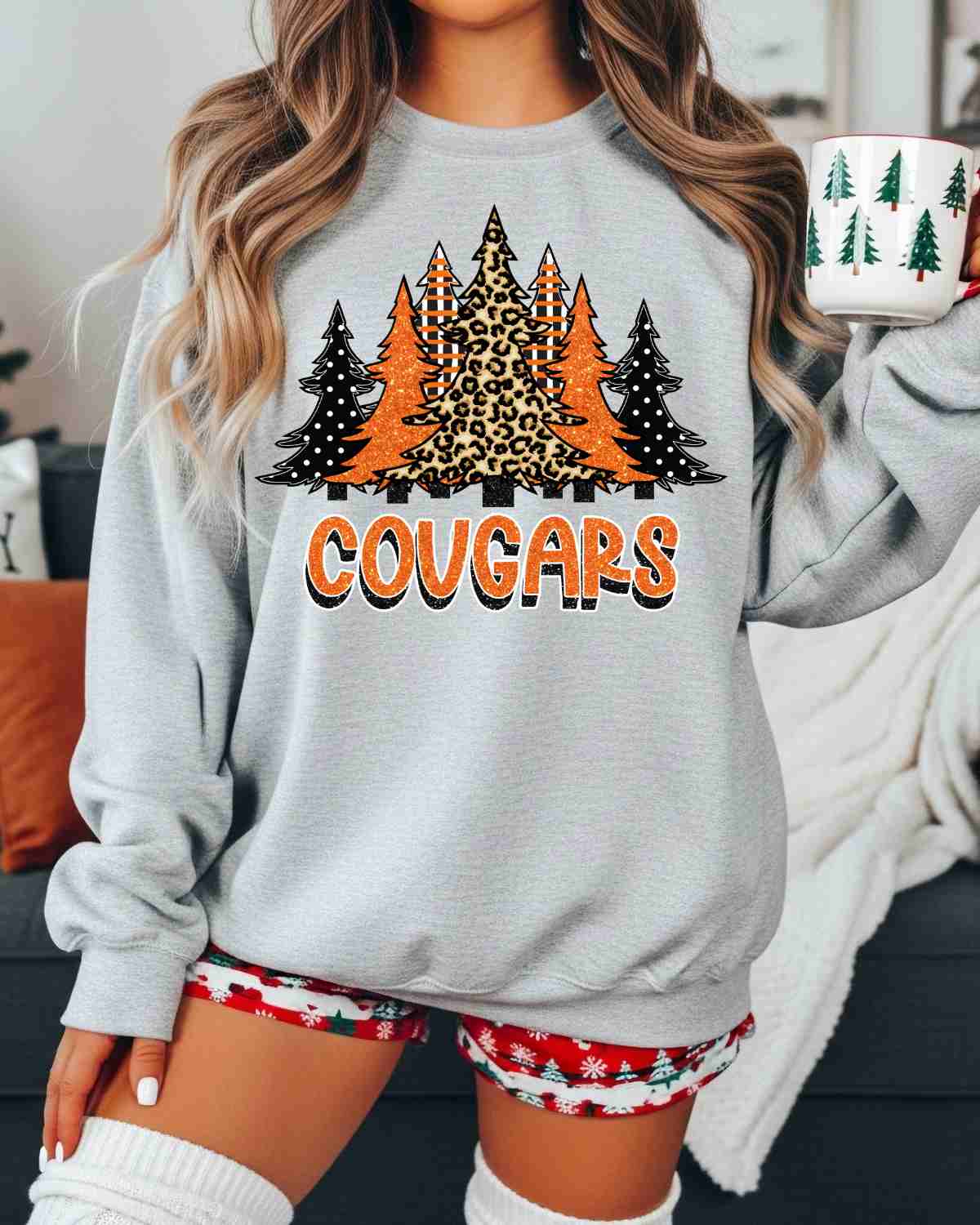 Cougars Christmas Trees DTF Transfer