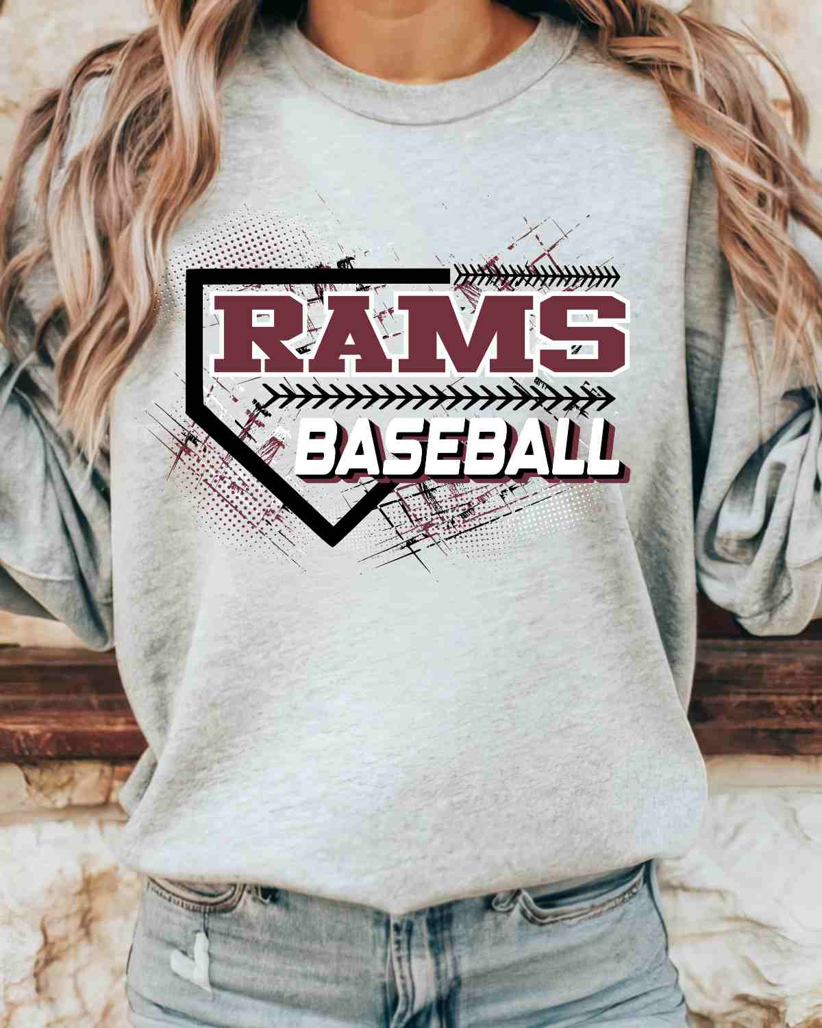 Rams Baseball Home Plate Grunge DTF Transfer