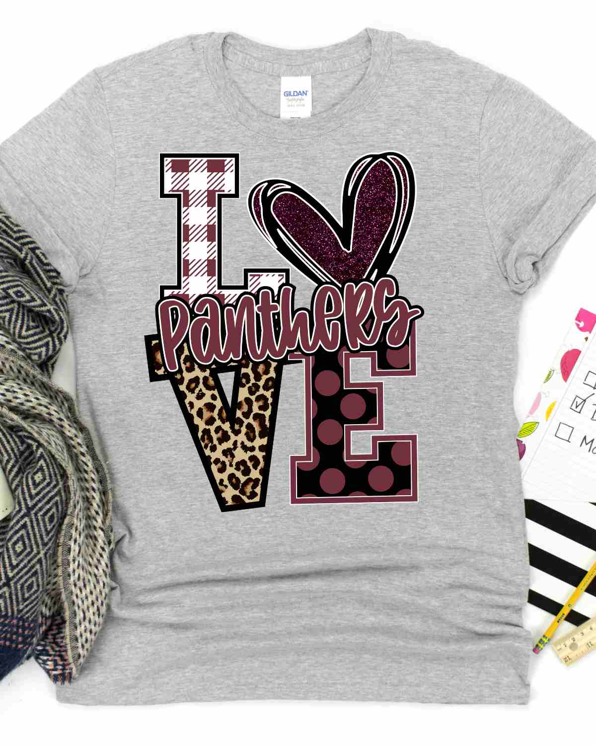 Love Panthers Leopard V DTF Transfer - Rustic Grace Heat Transfer Company