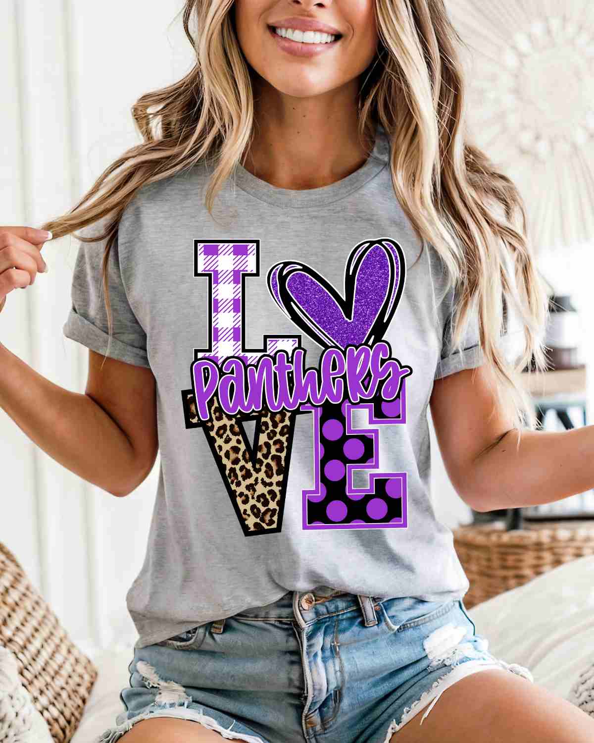 Love Panthers Leopard V DTF Transfer - Rustic Grace Heat Transfer Company