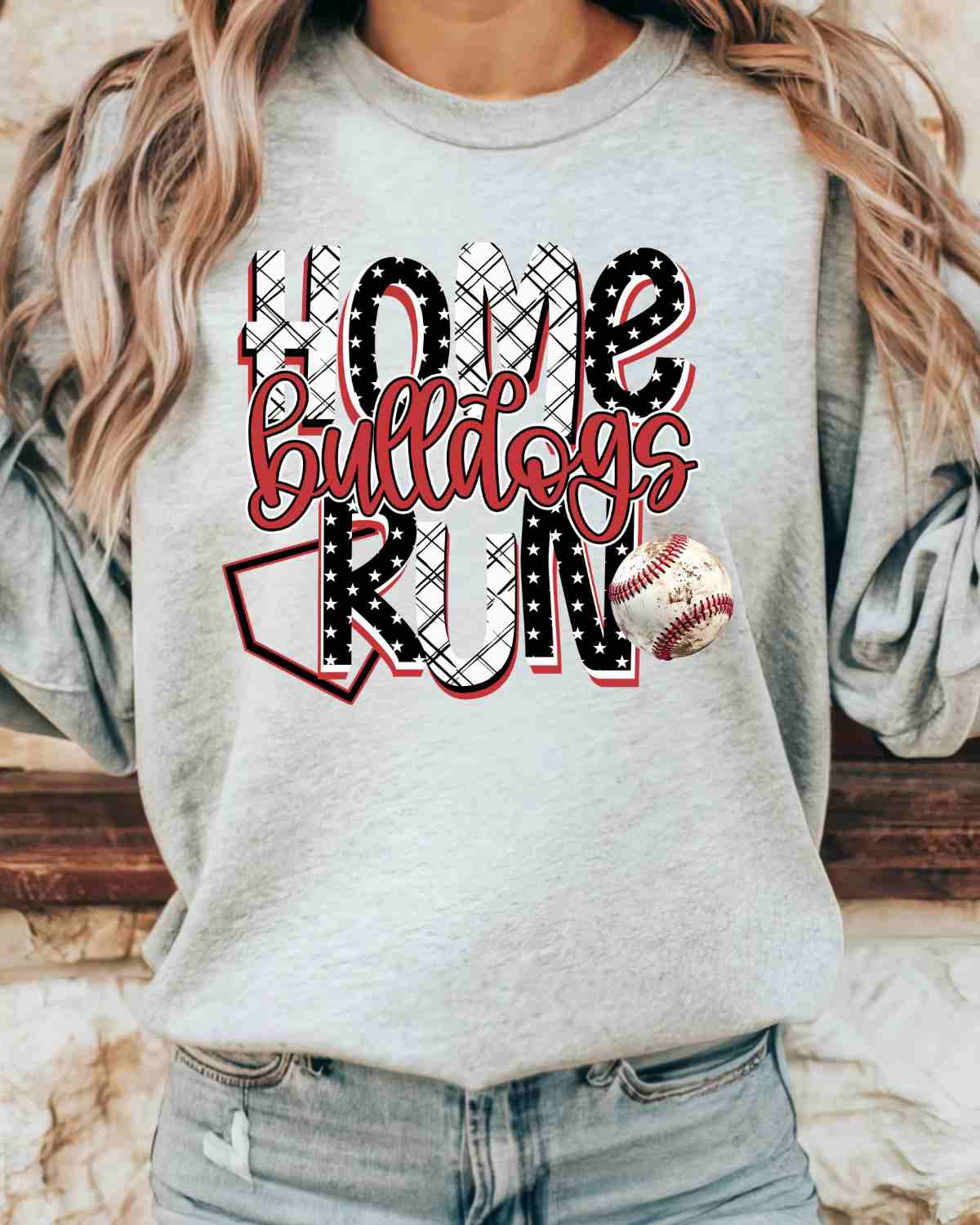 Home Run Bulldogs Word DTF Transfer - Rustic Grace Heat Transfer Company