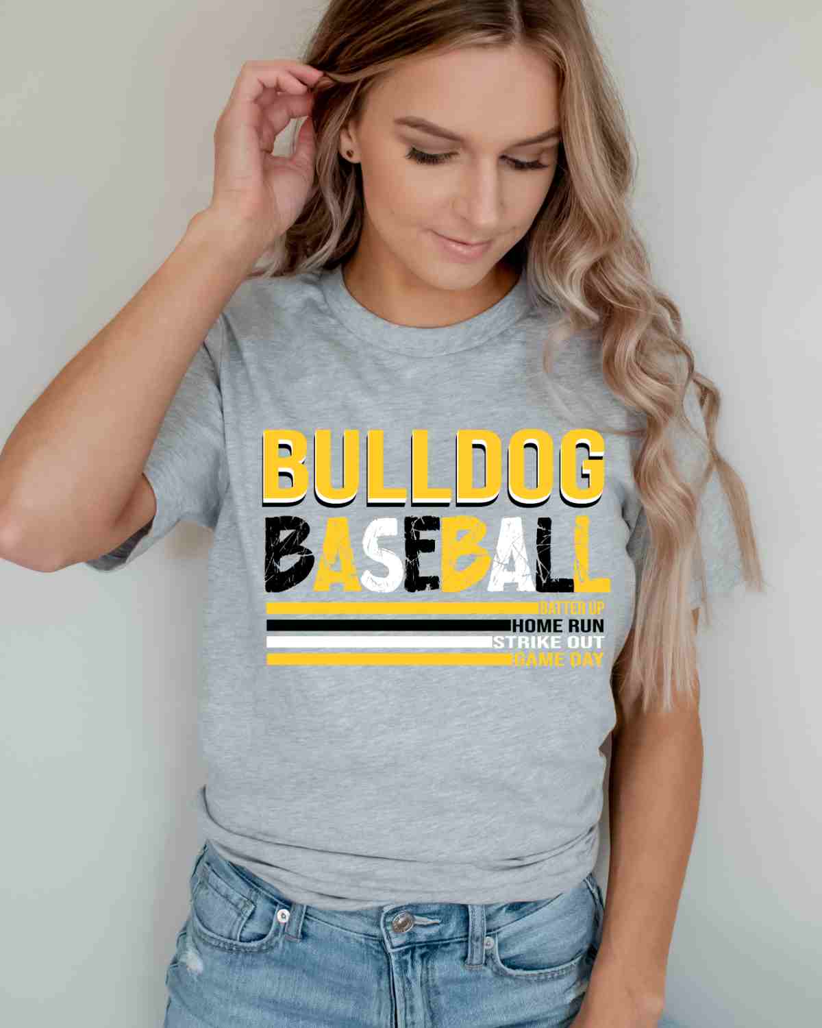 Bulldog Baseball with Stripes DTF Transfer - Rustic Grace Heat Transfer Company