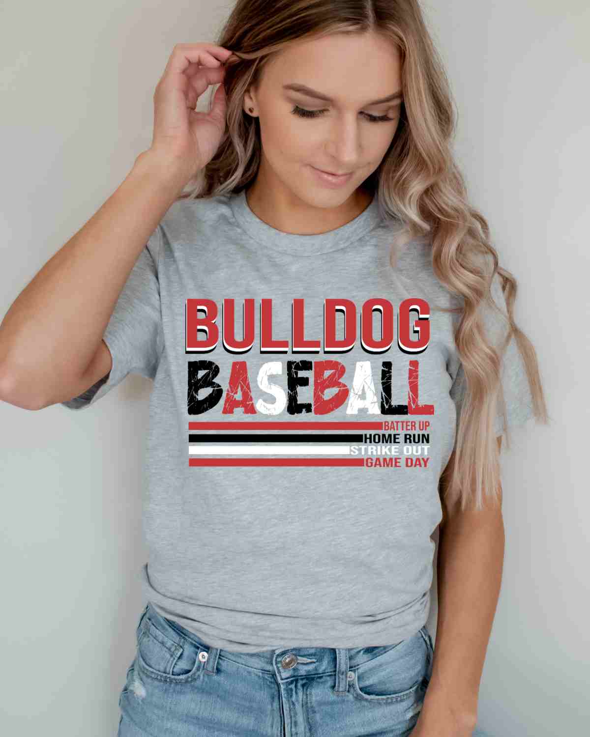 Bulldog Baseball with Stripes DTF Transfer - Rustic Grace Heat Transfer Company