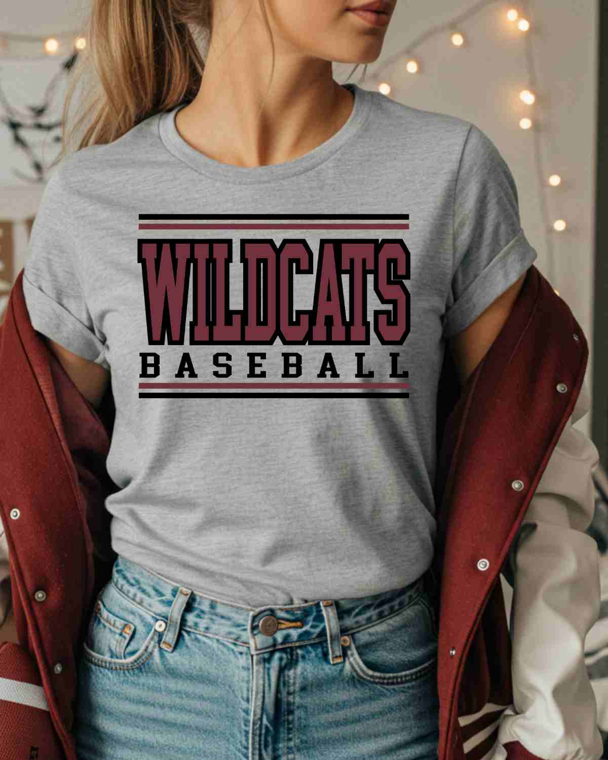 Wildcats Baseball Stripes DTF Transfer - Rustic Grace Heat Transfer Company