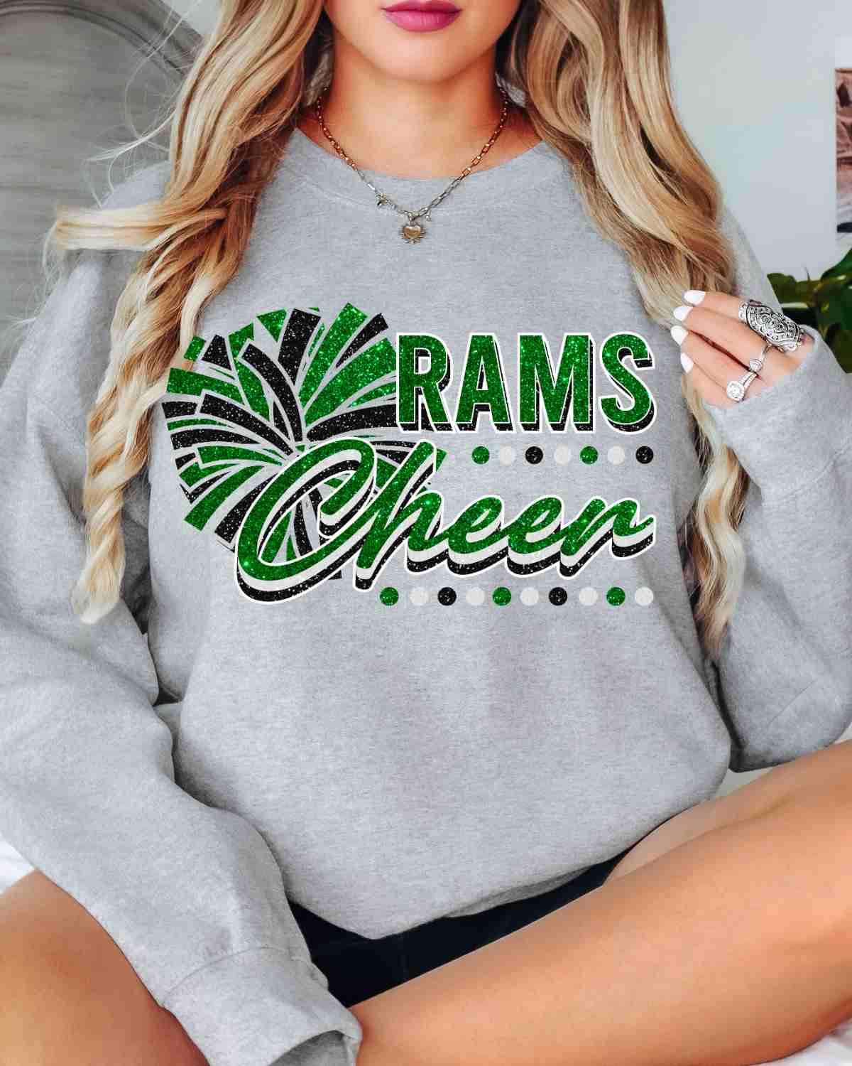 Rams Cheer Pom with Dots DTF Transfer