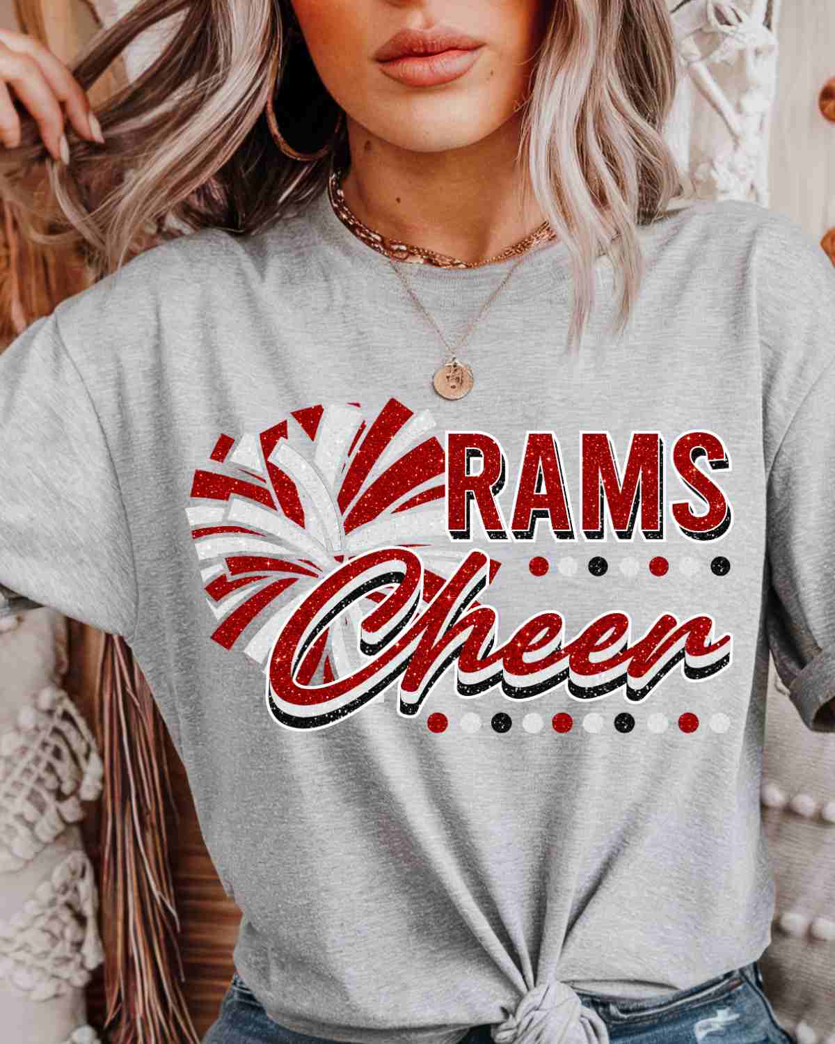 Rams Cheer Pom with Dots DTF Transfer