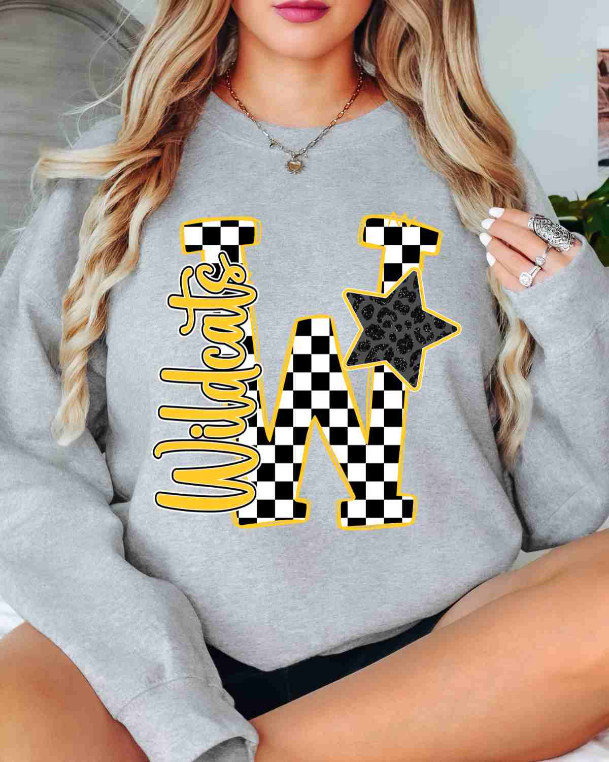 Wildcats Checkered Star Letter DTF Transfer