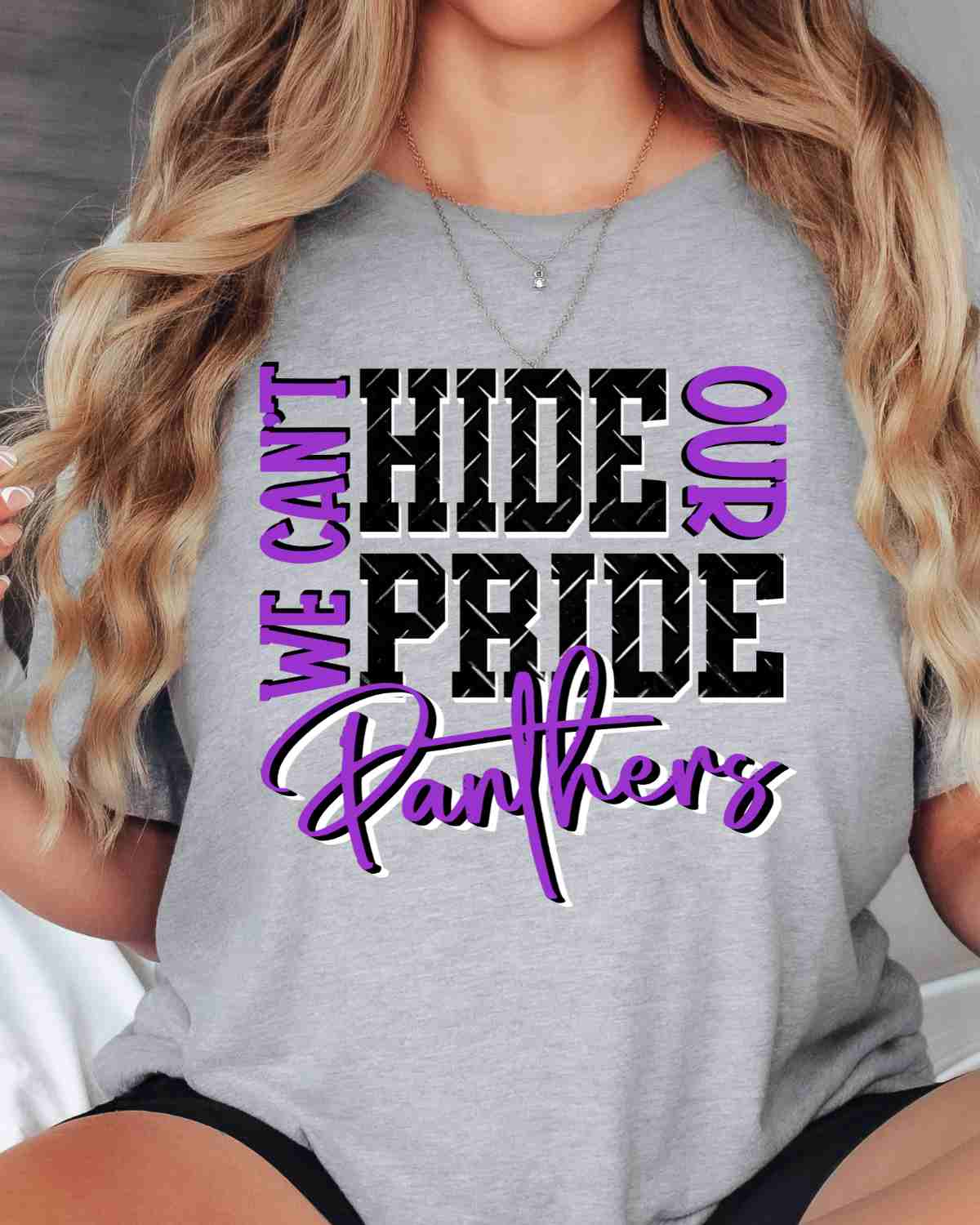 We Can't Hide Our Pride Panthers DTF Transfer - Rustic Grace Heat Transfer Company