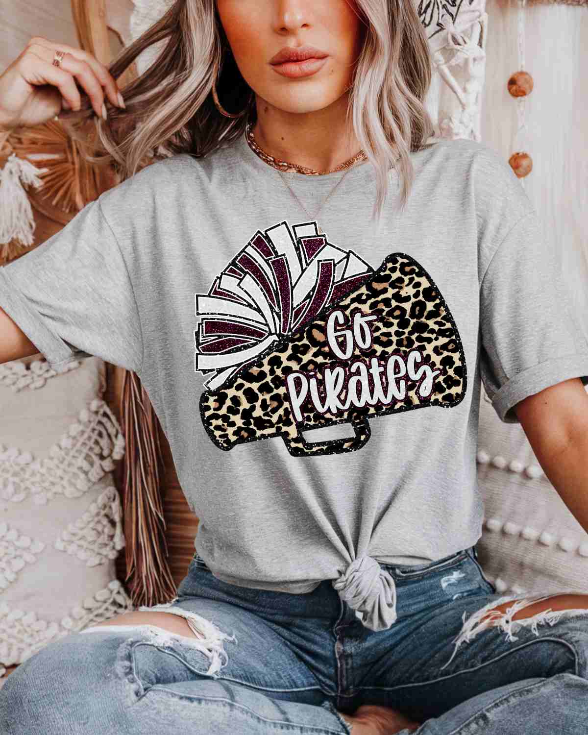 Pirates Cheer Megaphone Pom DTF Transfer