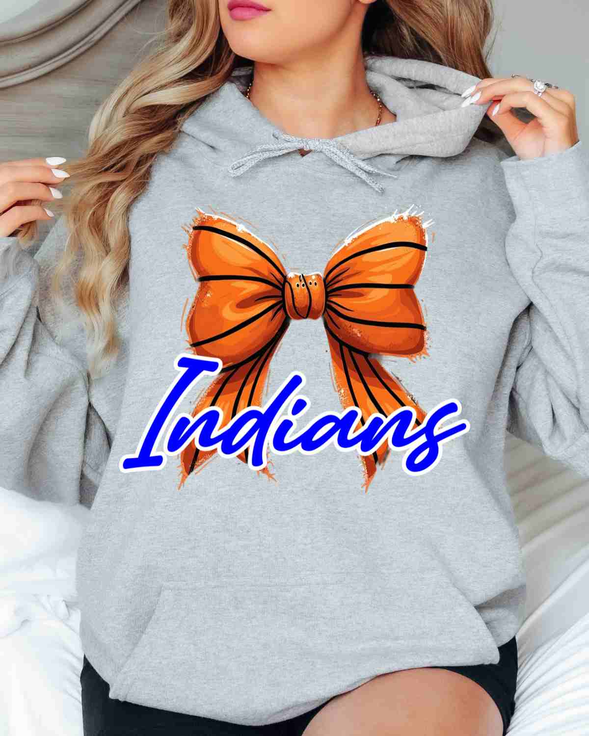 Indians Basketball Coquette Bow DTF Transfer - Rustic Grace Heat Transfer Company