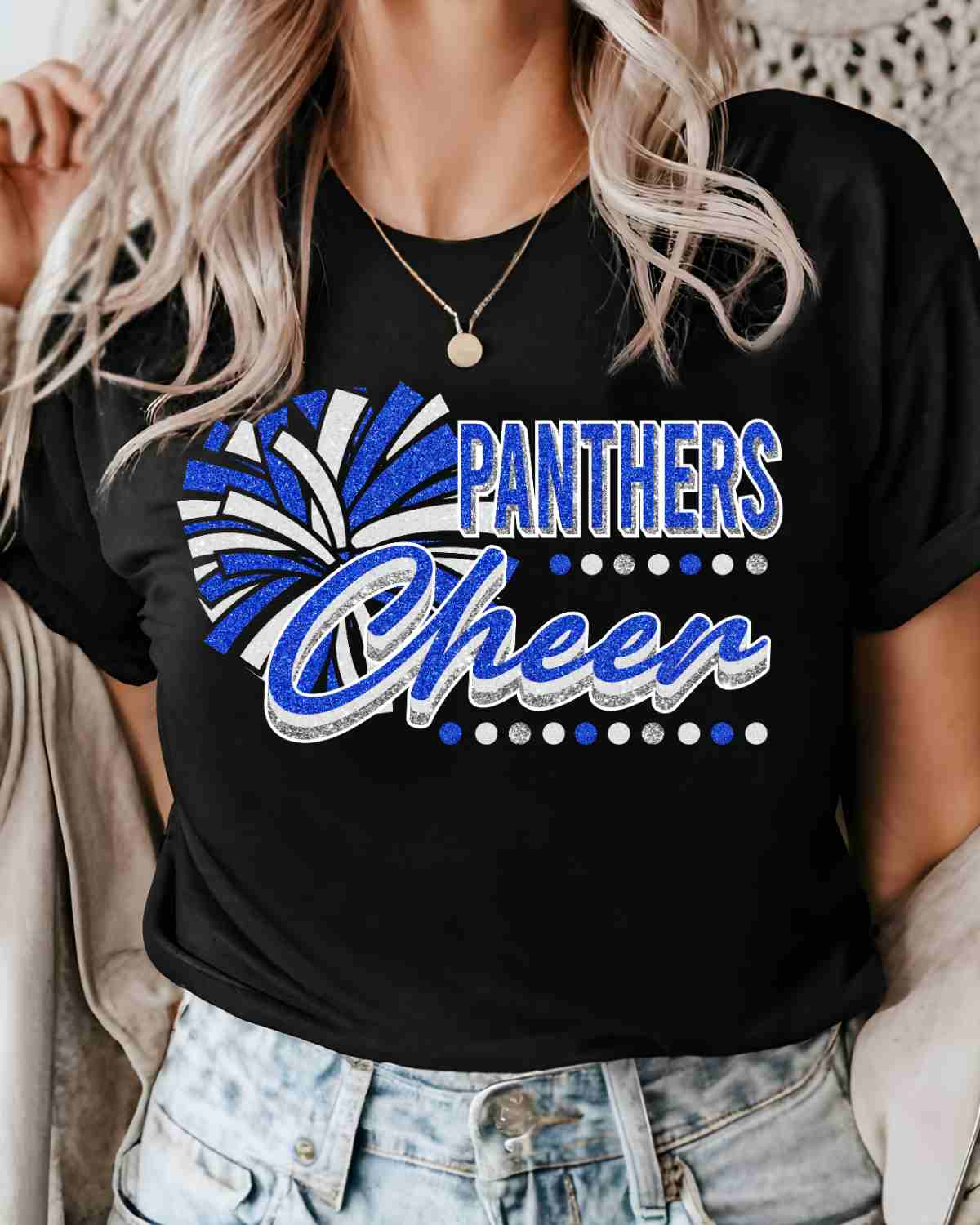 Panthers Cheer Pom with Dots DTF Transfer