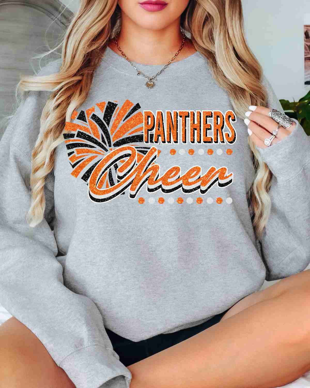 Panthers Cheer Pom with Dots DTF Transfer