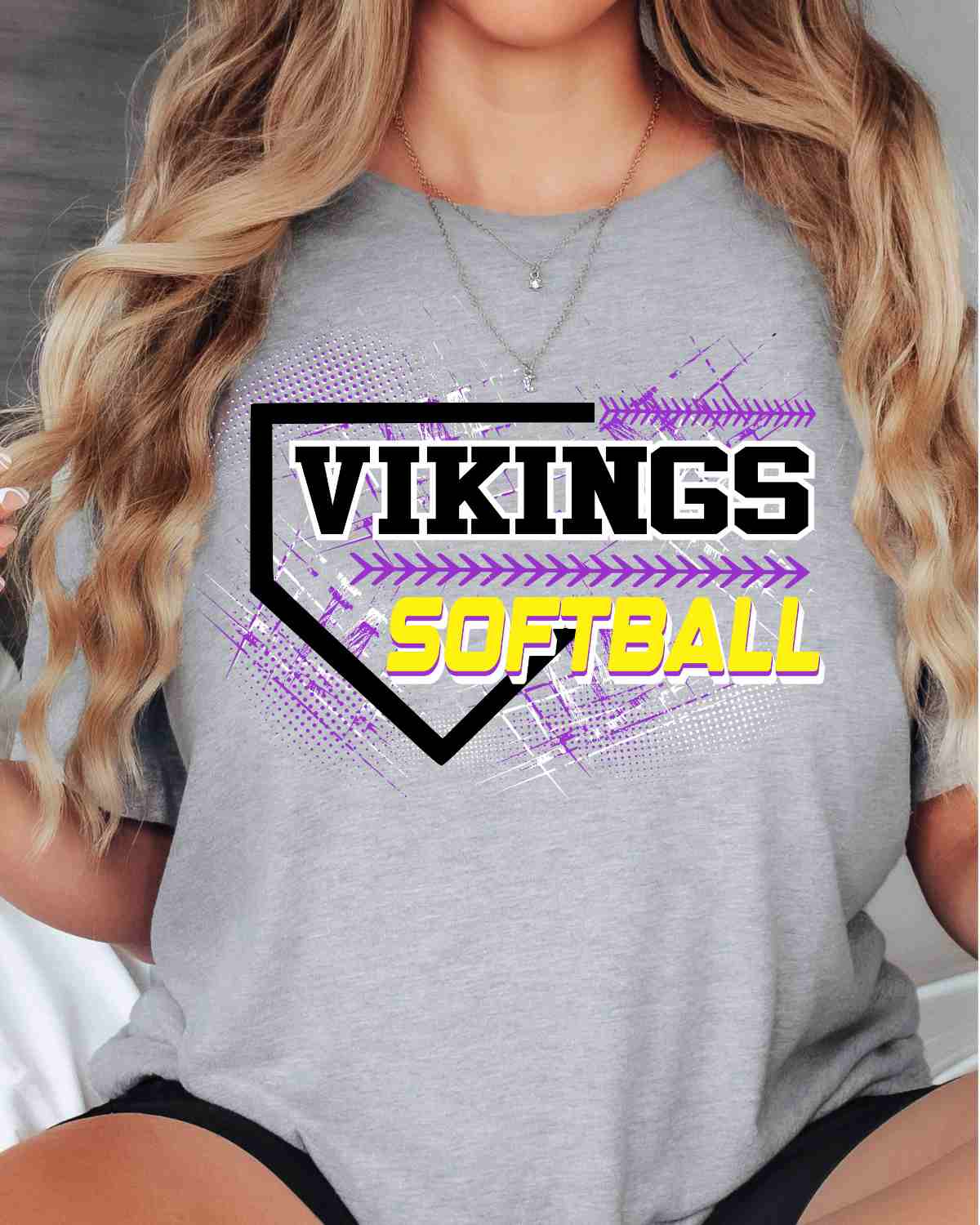 Vikings Softball Home Plate Grunge DTF Transfer