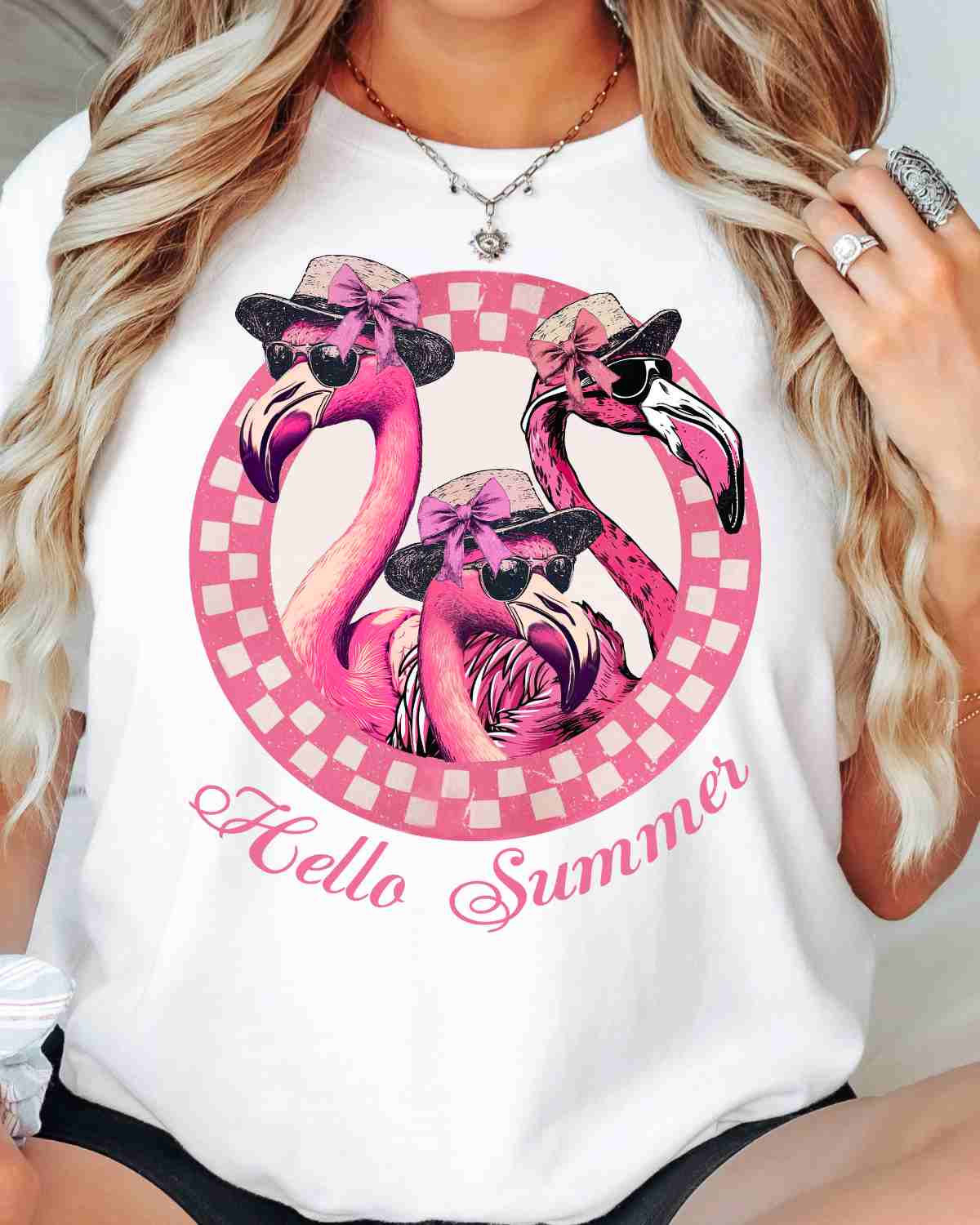 Hello Summer Flamingos DTF Transfer