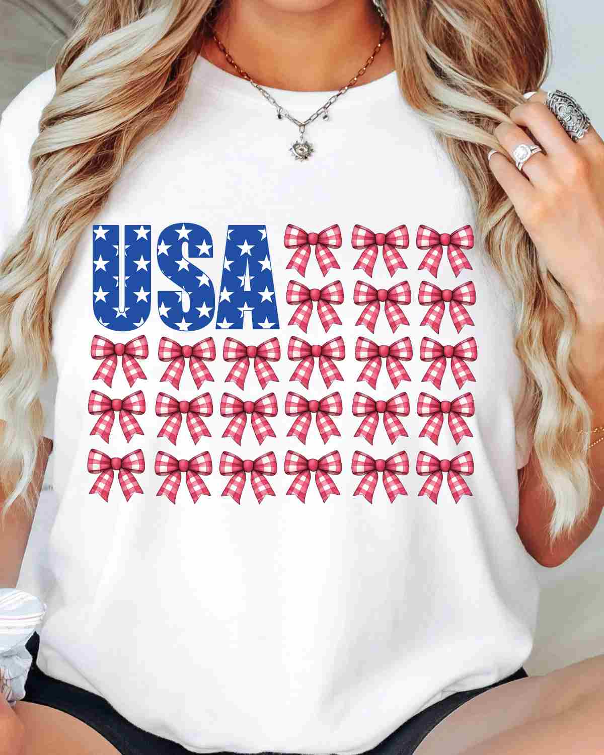 USA Flag Bows DTF Transfer