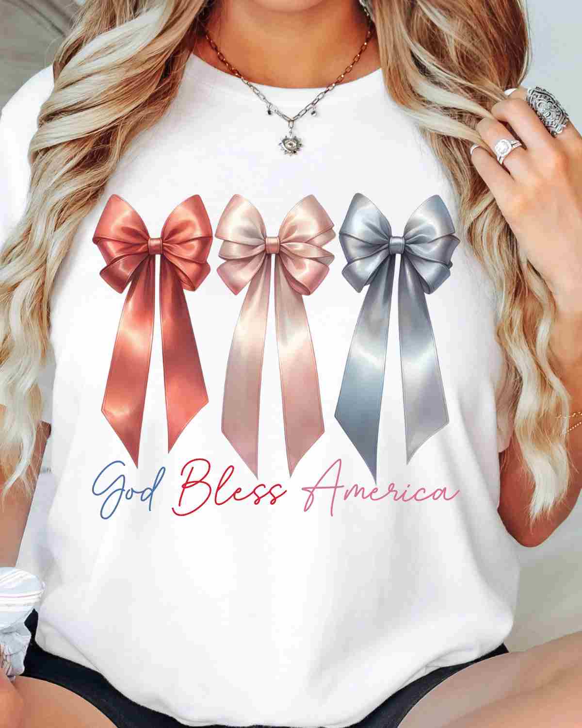 God Bless America Bows DTF Transfer