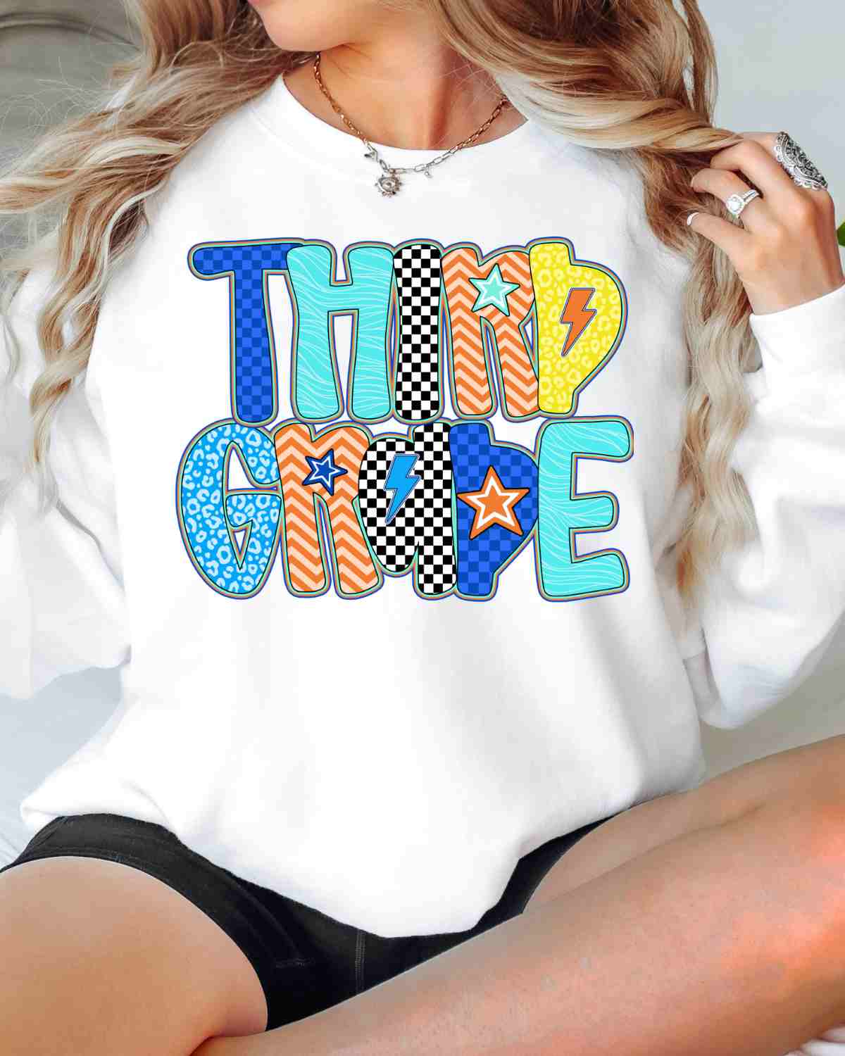 Grade Checkered Print Letters Boy DTF Transfer