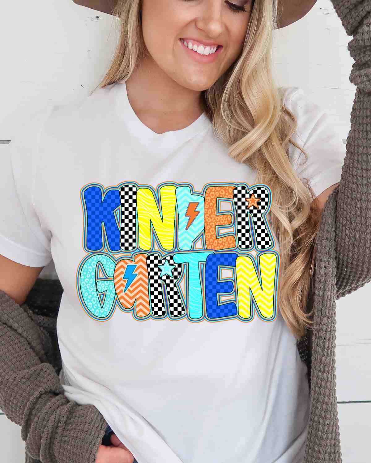 Grade Checkered Print Letters Boy DTF Transfer