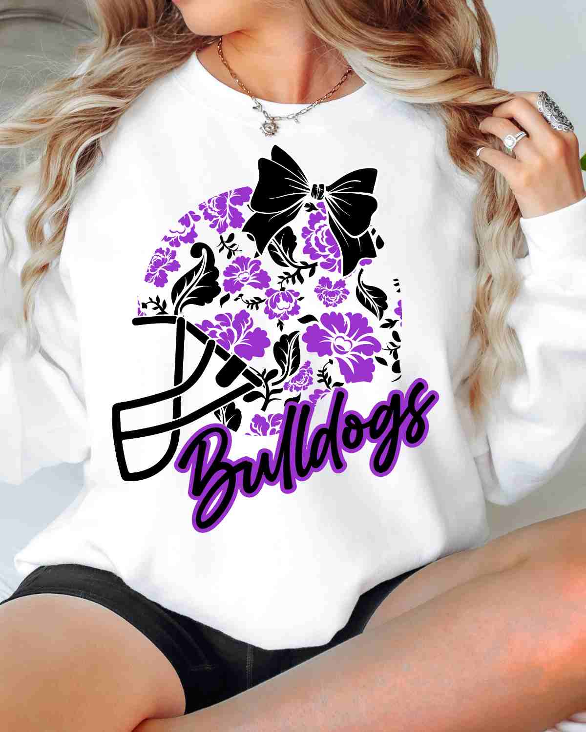 Bulldogs Floral Football Helmet DTF Transfer