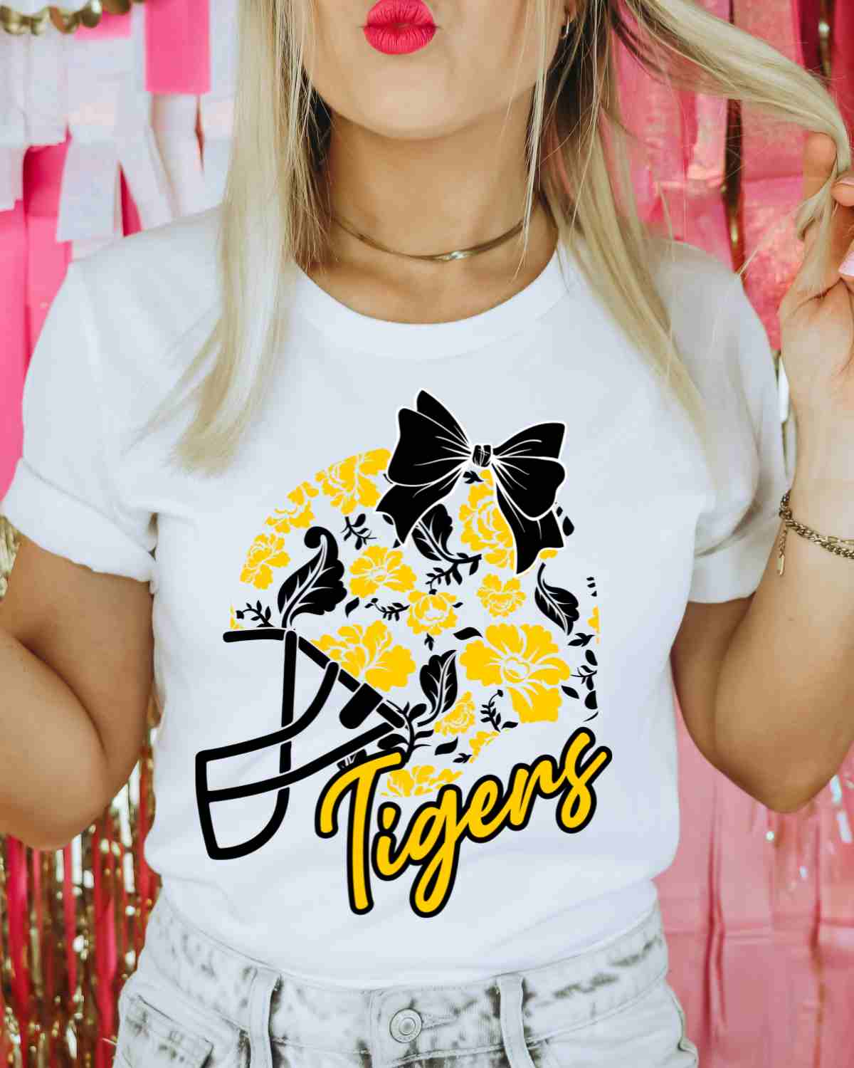 Tigers Floral Football Helmet DTF Transfer