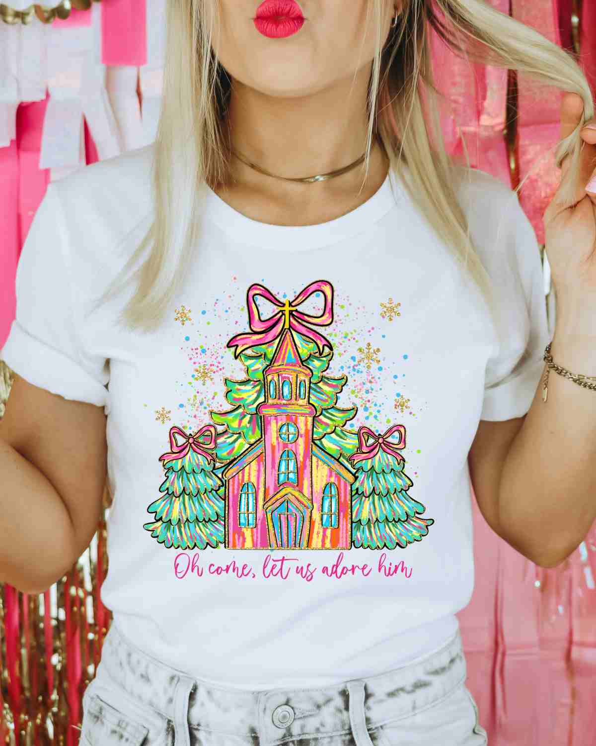 Oh Come Let Us Adore Him DTF Transfer