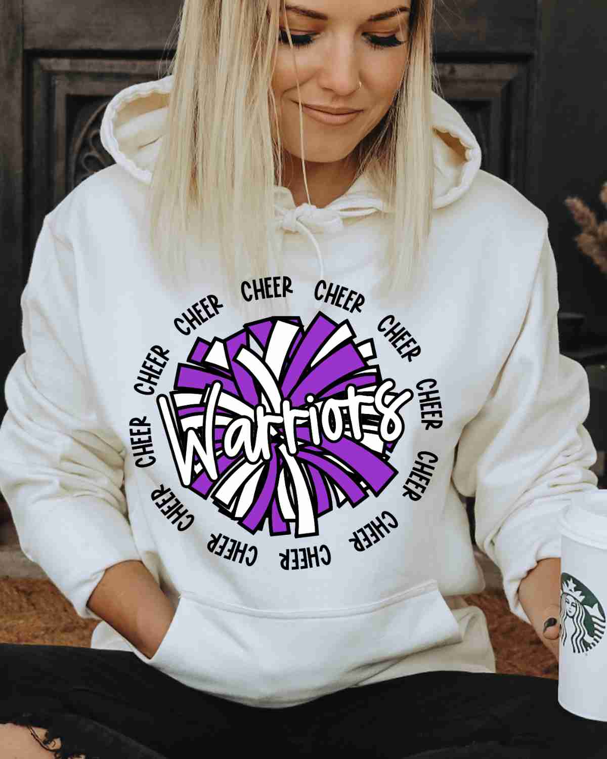 Warriors Cheer Pom Circle DTF Transfer - Rustic Grace Heat Transfer Company