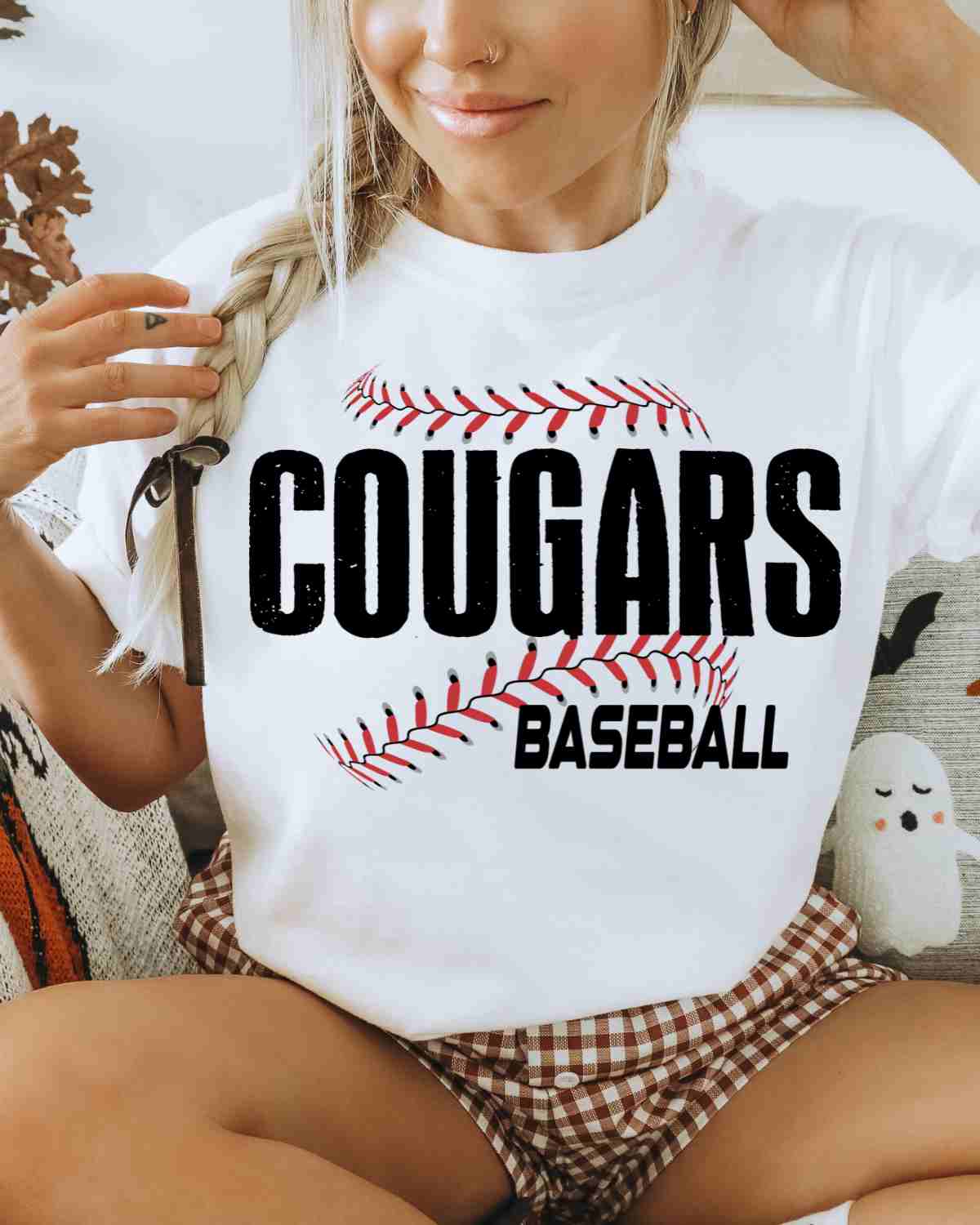 Cougars Baseball Laces DTF Transfer - Rustic Grace Heat Transfer Company