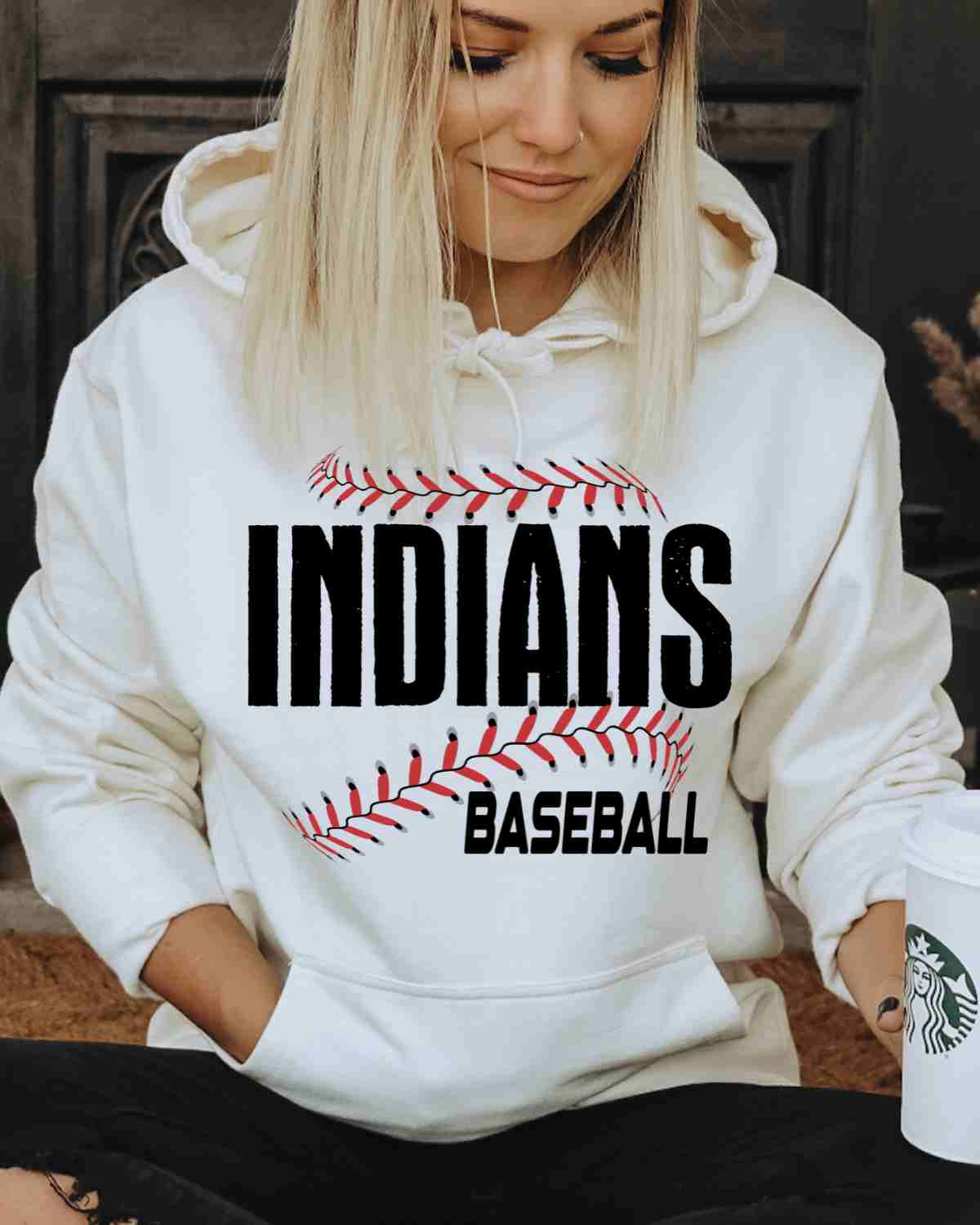 Indians Baseball Laces DTF Transfer - Rustic Grace Heat Transfer Company