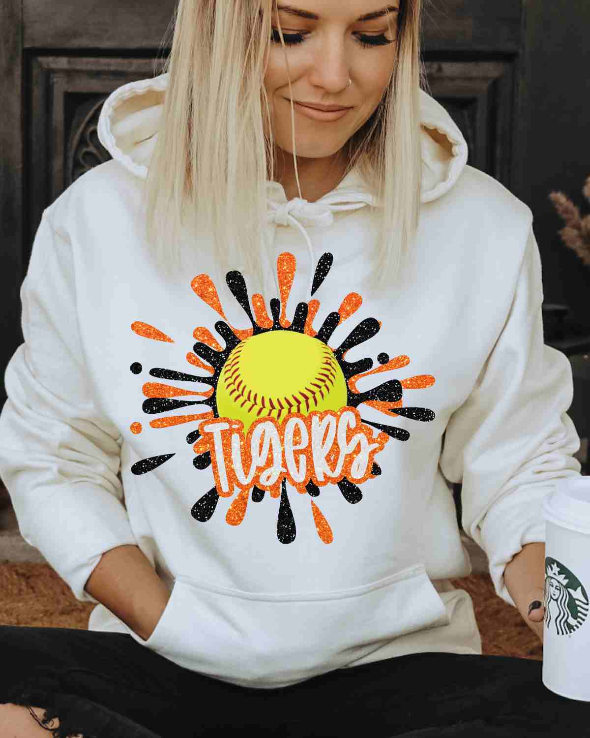 Tigers Softball Splatter DTF Transfer - Rustic Grace Heat Transfer Company