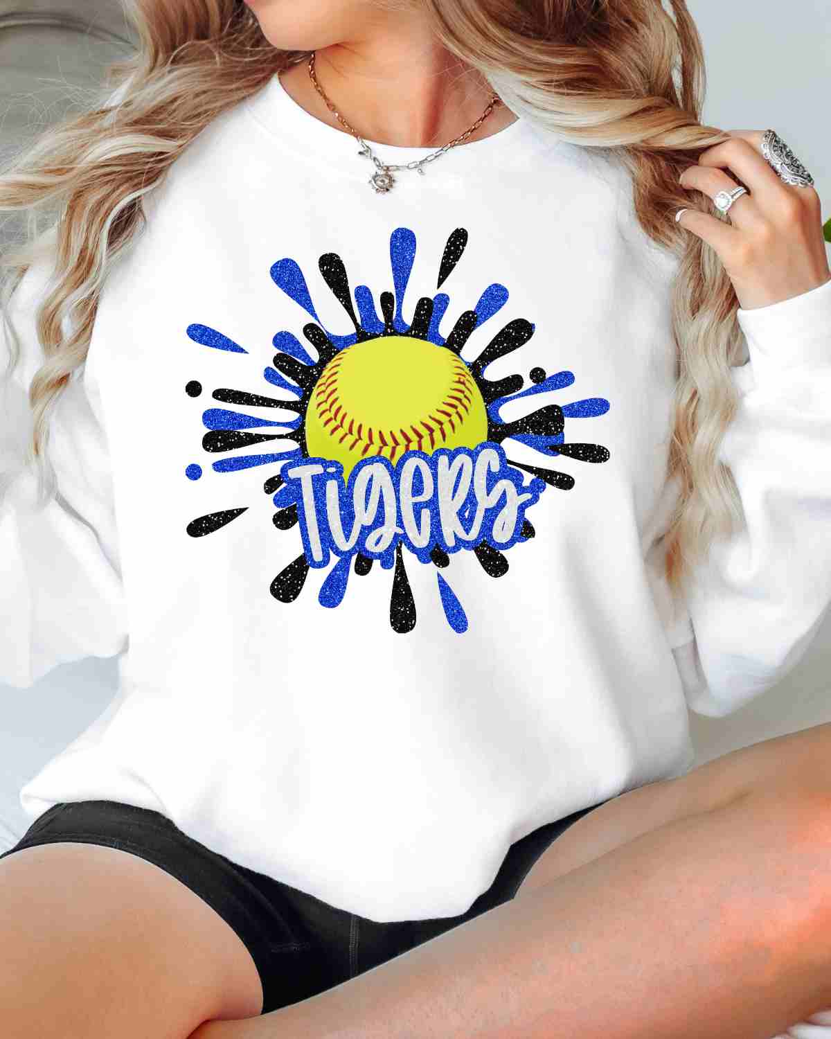 Tigers Softball Splatter DTF Transfer - Rustic Grace Heat Transfer Company