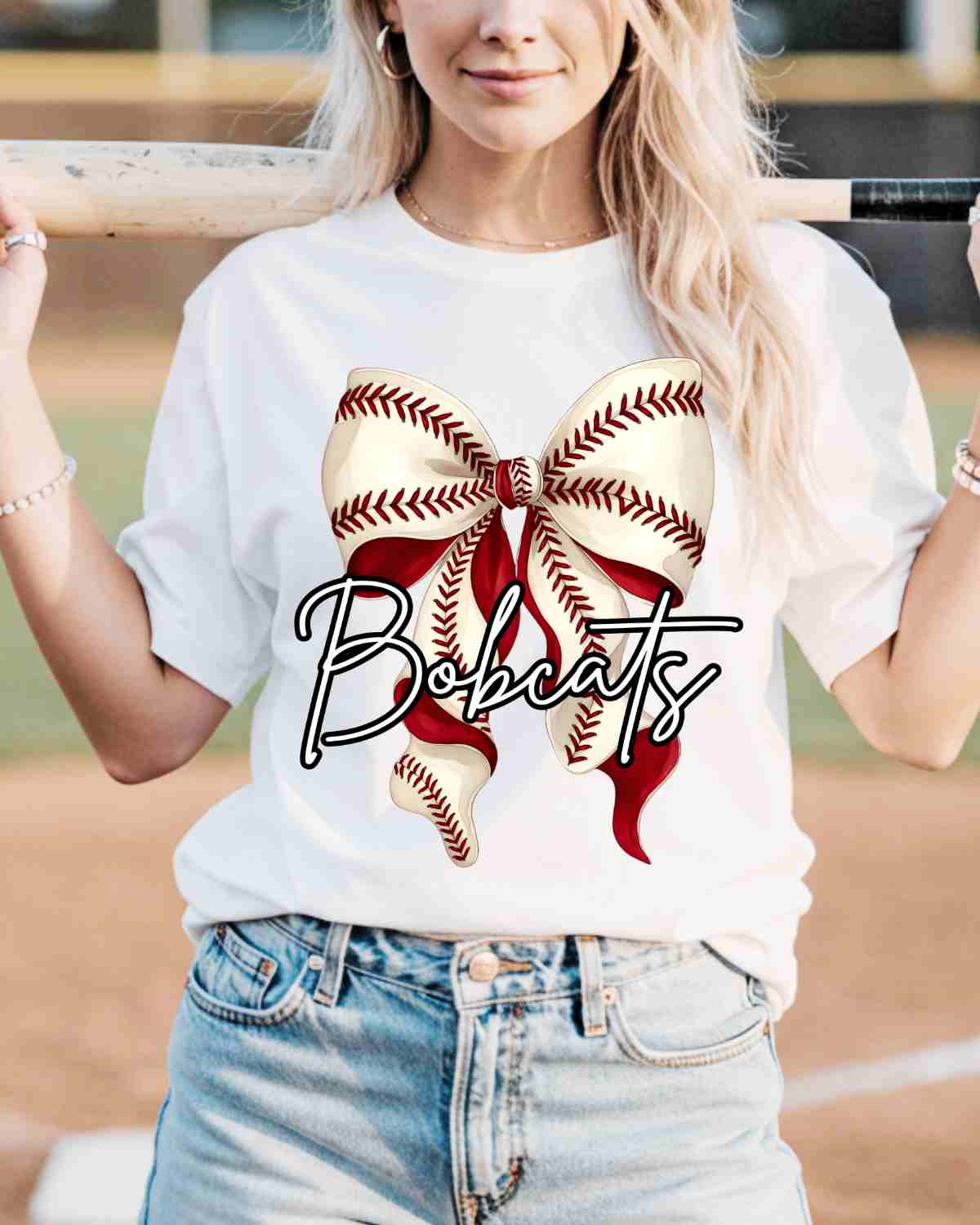 Custom Name Baseball Vintage Bow DTF Transfer - Rustic Grace Heat Transfer Company