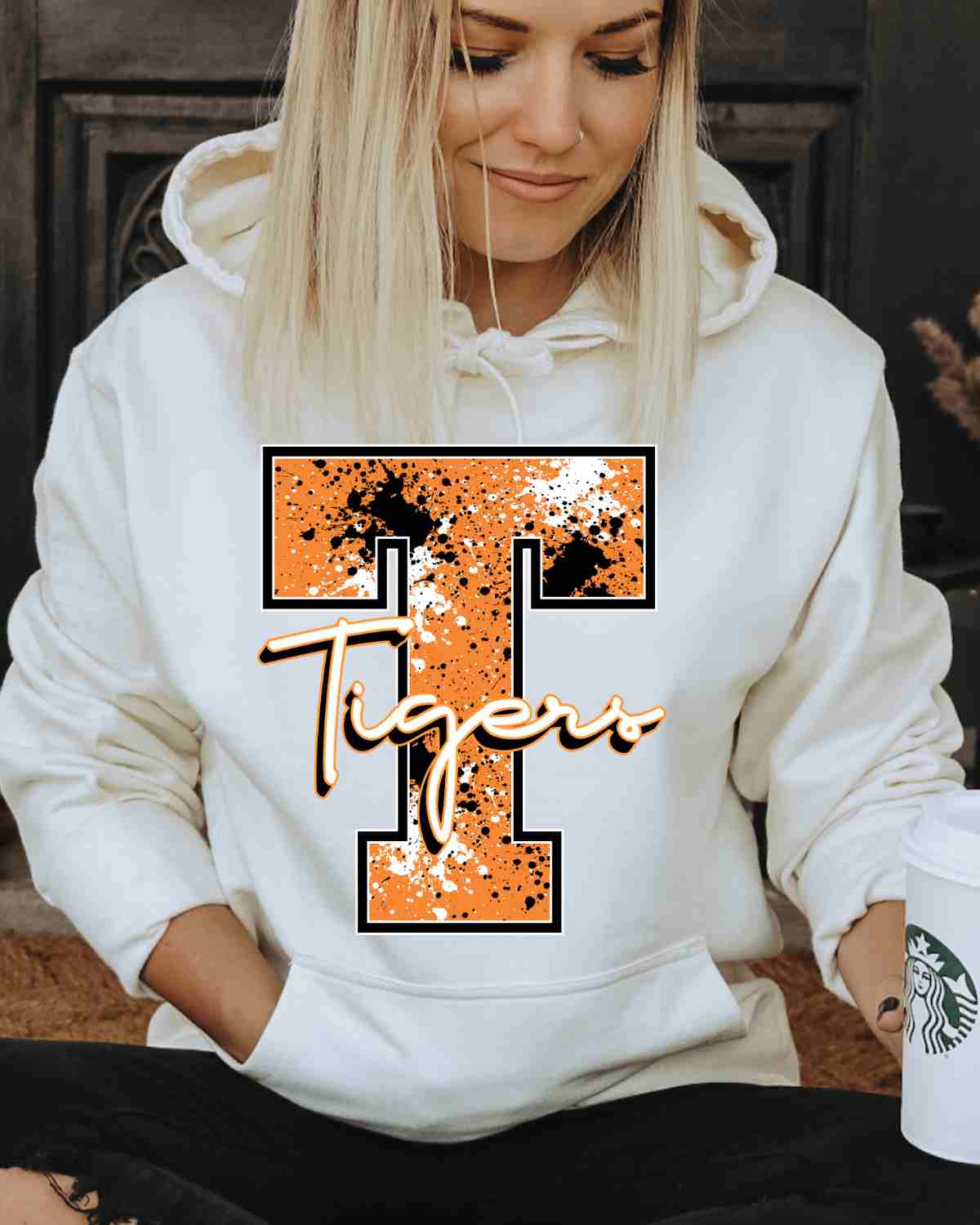 Letter T Tigers Splatter DTF Transfer - Rustic Grace Heat Transfer Company