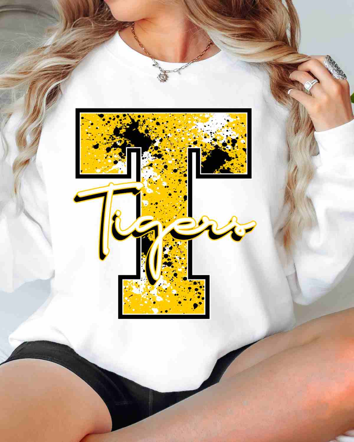 Letter T Tigers Splatter DTF Transfer - Rustic Grace Heat Transfer Company