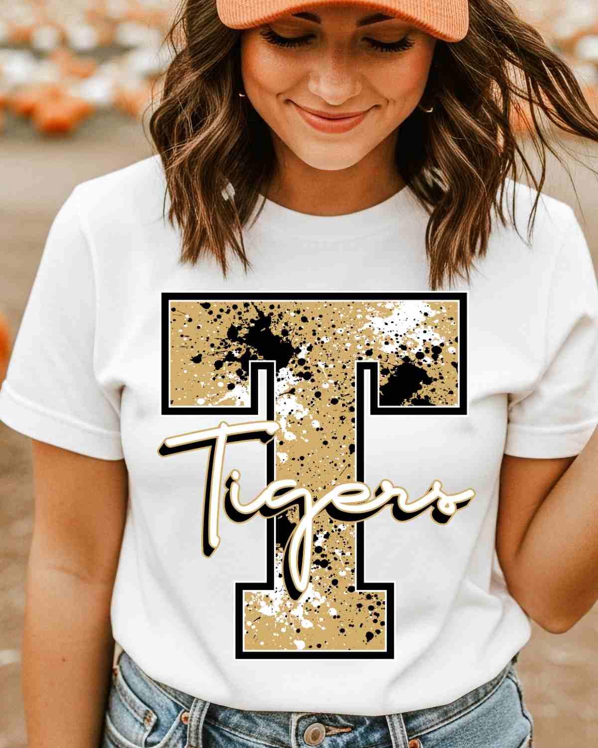 Letter T Tigers Splatter DTF Transfer